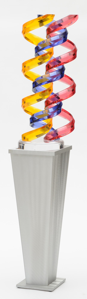 Shlomi Haziza Original Signed Acrylic Sculpture on Lighted Pedestal