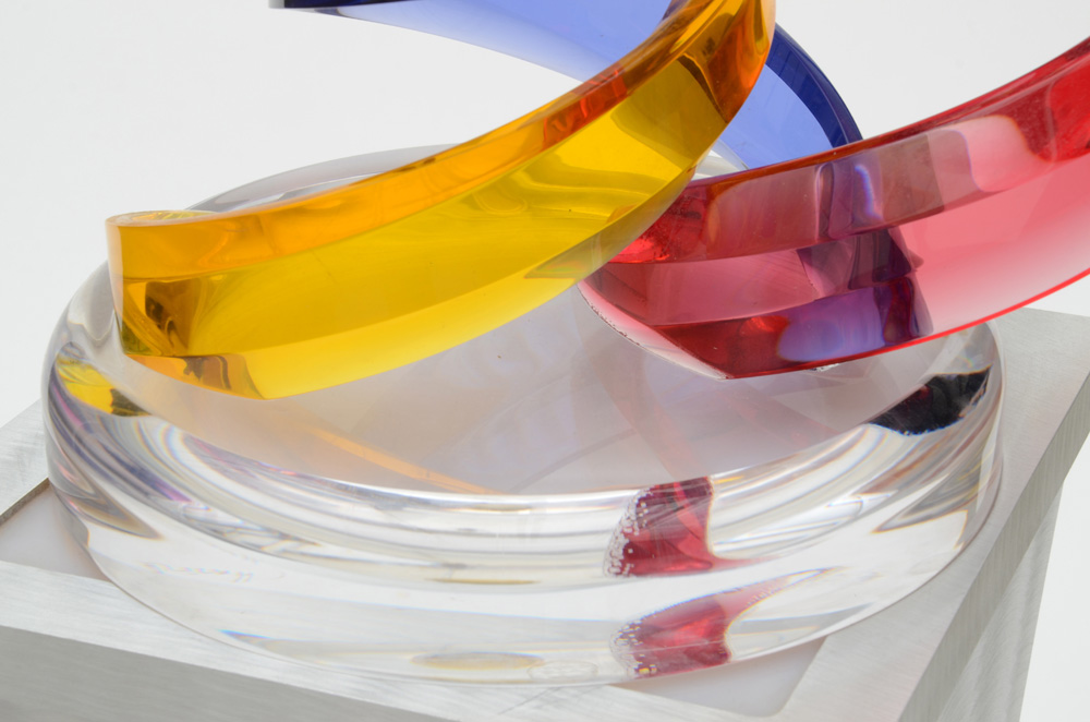 Shlomi Haziza Original Signed Acrylic Sculpture on Lighted Pedestal