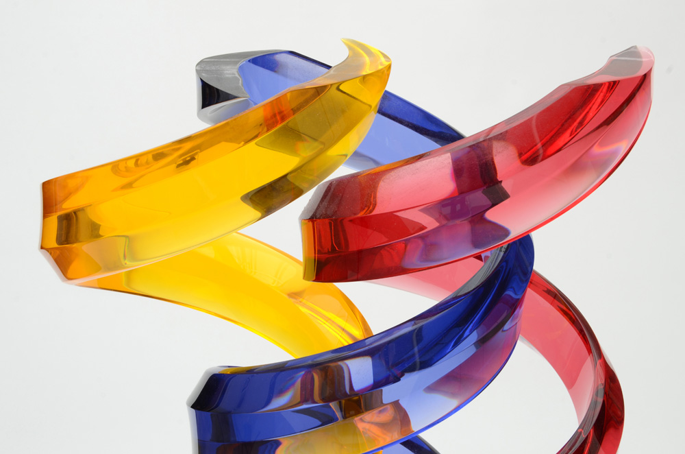 Shlomi Haziza Original Signed Acrylic Sculpture on Lighted Pedestal