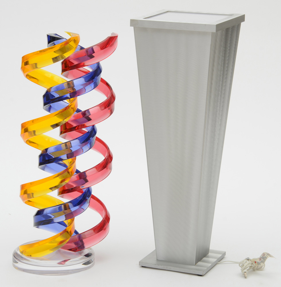 Shlomi Haziza Original Signed Acrylic Sculpture on Lighted Pedestal