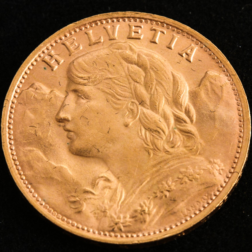 1947-B Switzerland Gold 20 Francs