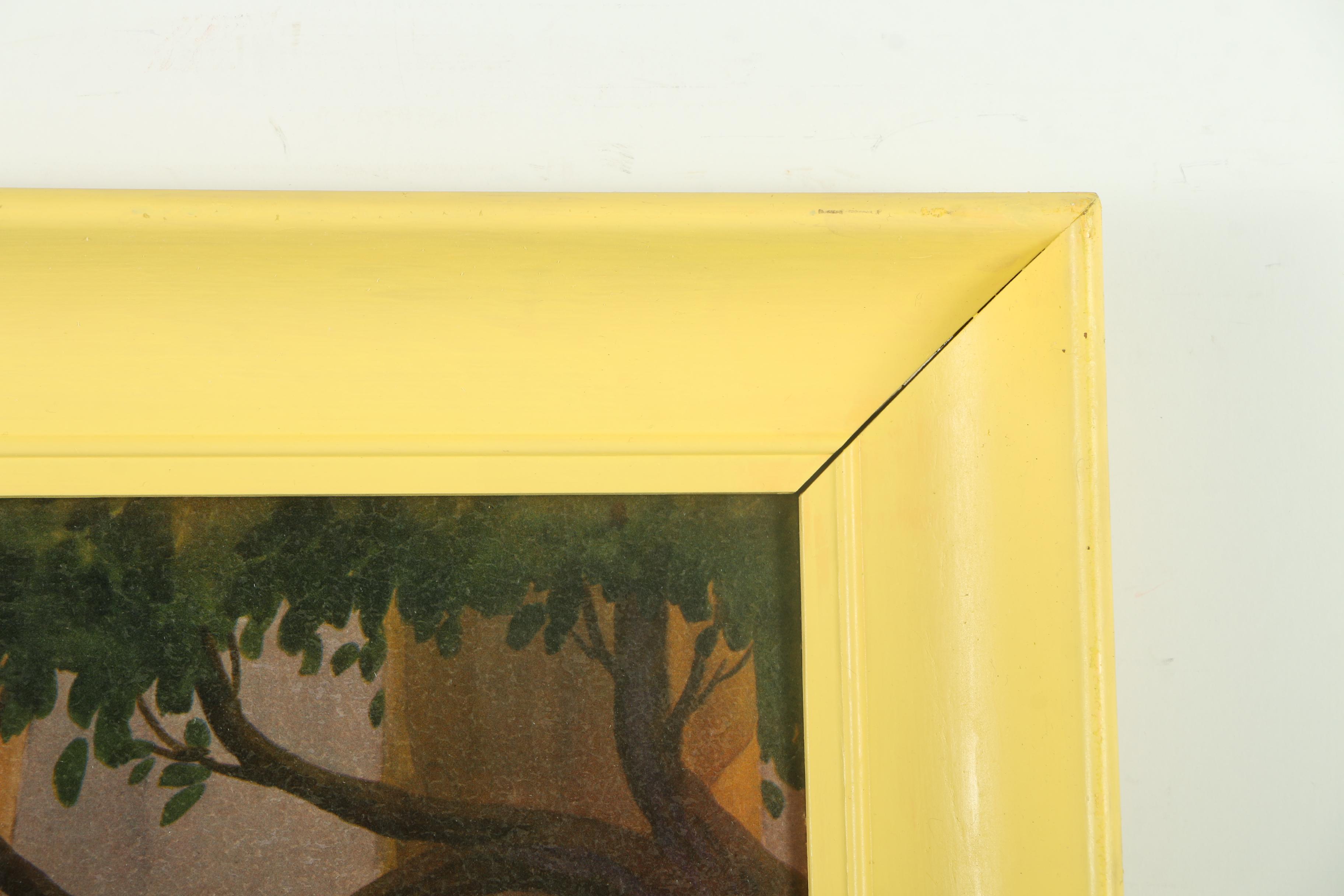 Walt Disney Offset Lithograph on Board of Snow White and the Seven Dwarfs