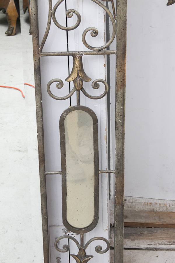 Ornate Framed Bevel Wall Mirror With Leafy Metal Accents