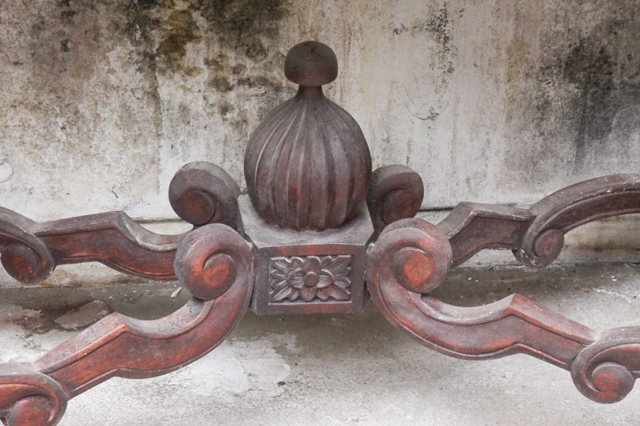 Victorian Style Marble Top Carved Wood Table