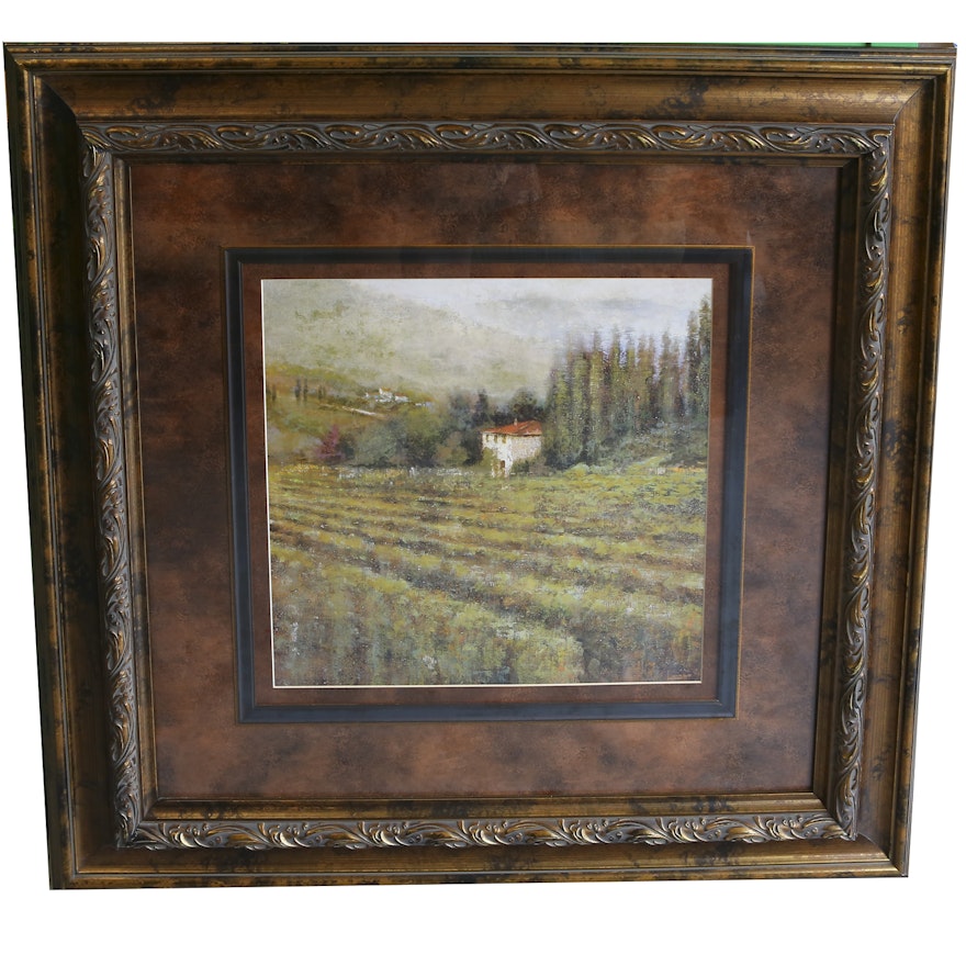 Framed Offset Lithograph After a Landscape Painting