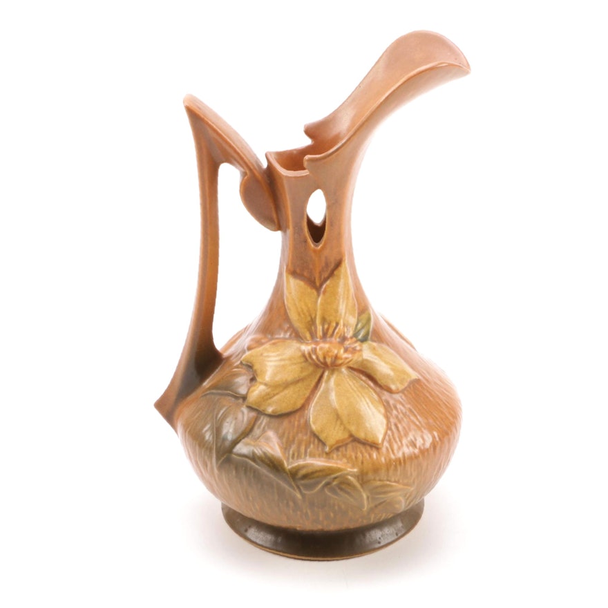 Roseville Pottery "Clematis" Brown Pitcher