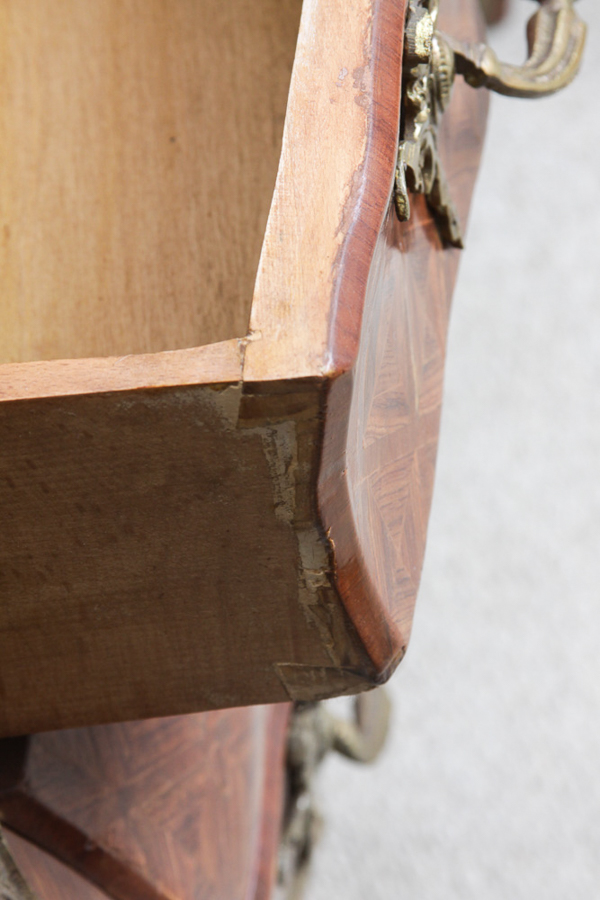 Vintage Louis XV Style Bombe Chest with Parquetry