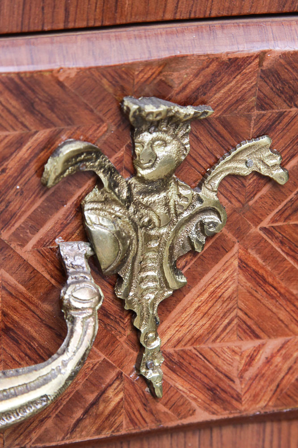 Vintage Louis XV Style Bombe Chest with Parquetry