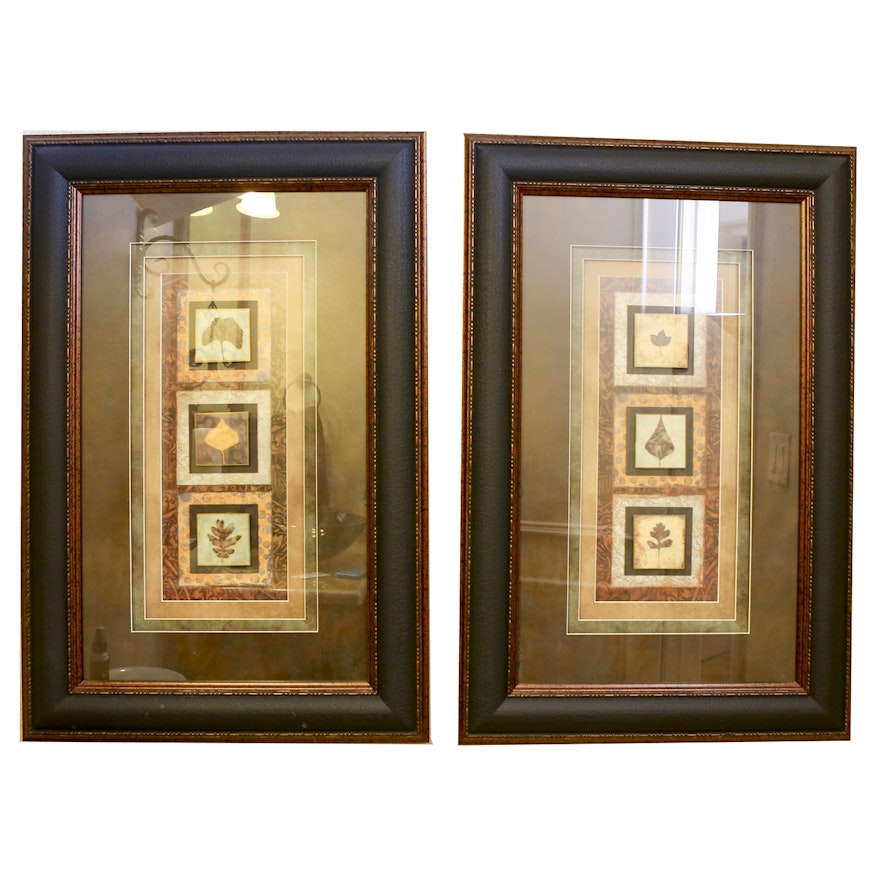 Decorative Framed Embellished Leaf Prints