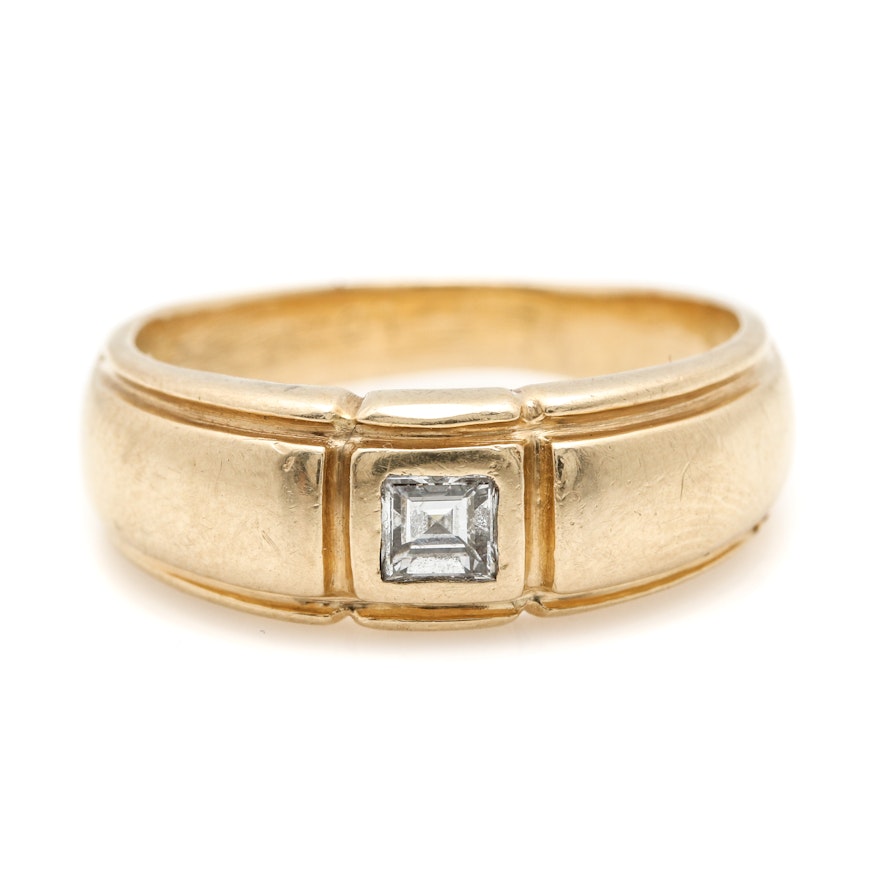 14K Yellow Gold Diamond Solitaire Ring