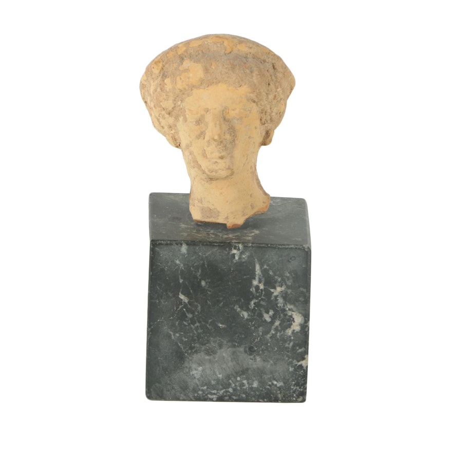 Terracotta Reproduction Sculpture of Late Etruscan Style Head