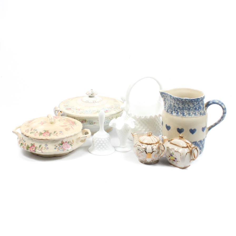 Vintage Glassware and Pottery Featuring Friendship Pottery