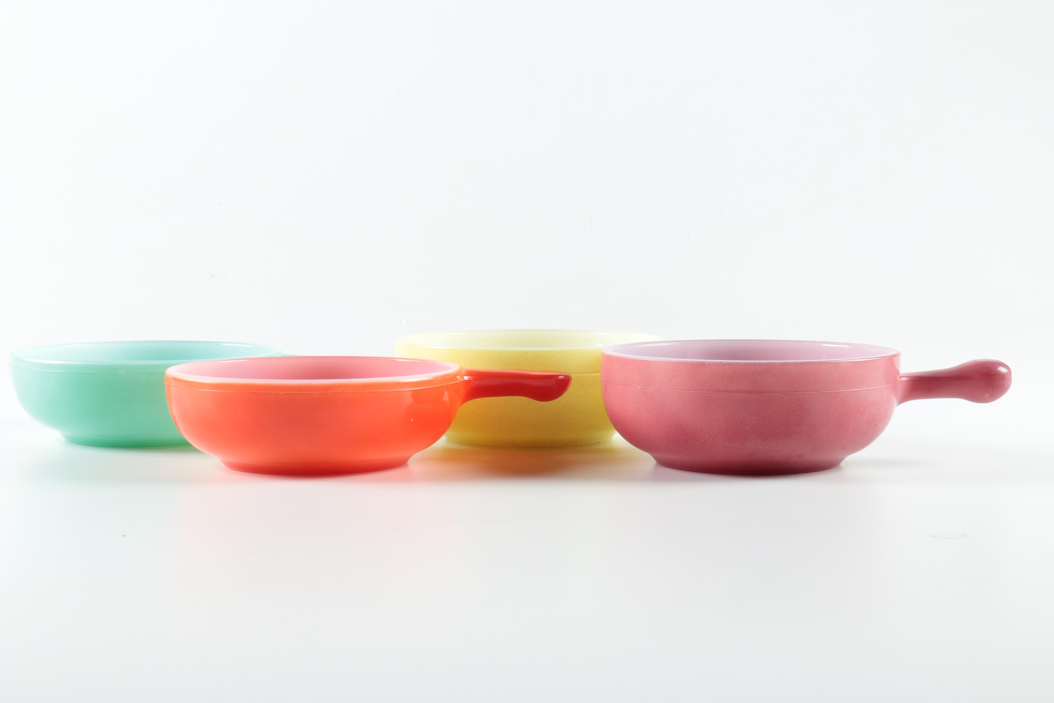 Four "Glasbake" Soup Bowls with Handles