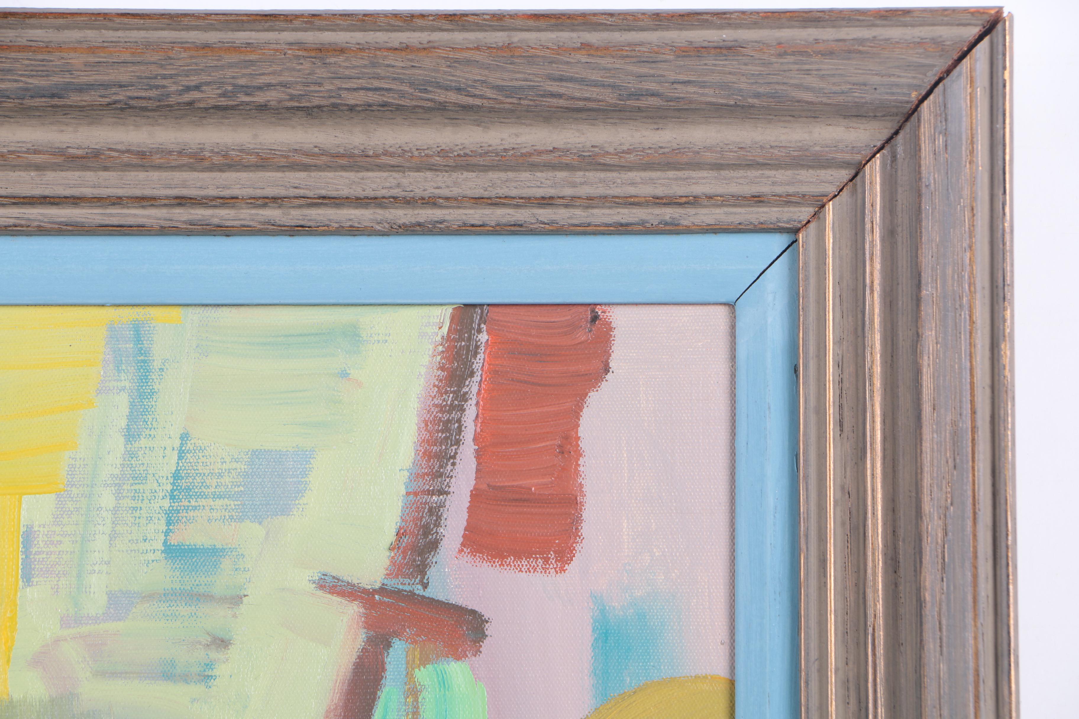 Larmi 1973 Oil Painting on Canvas of Workers in a Factory "H. Calderais"