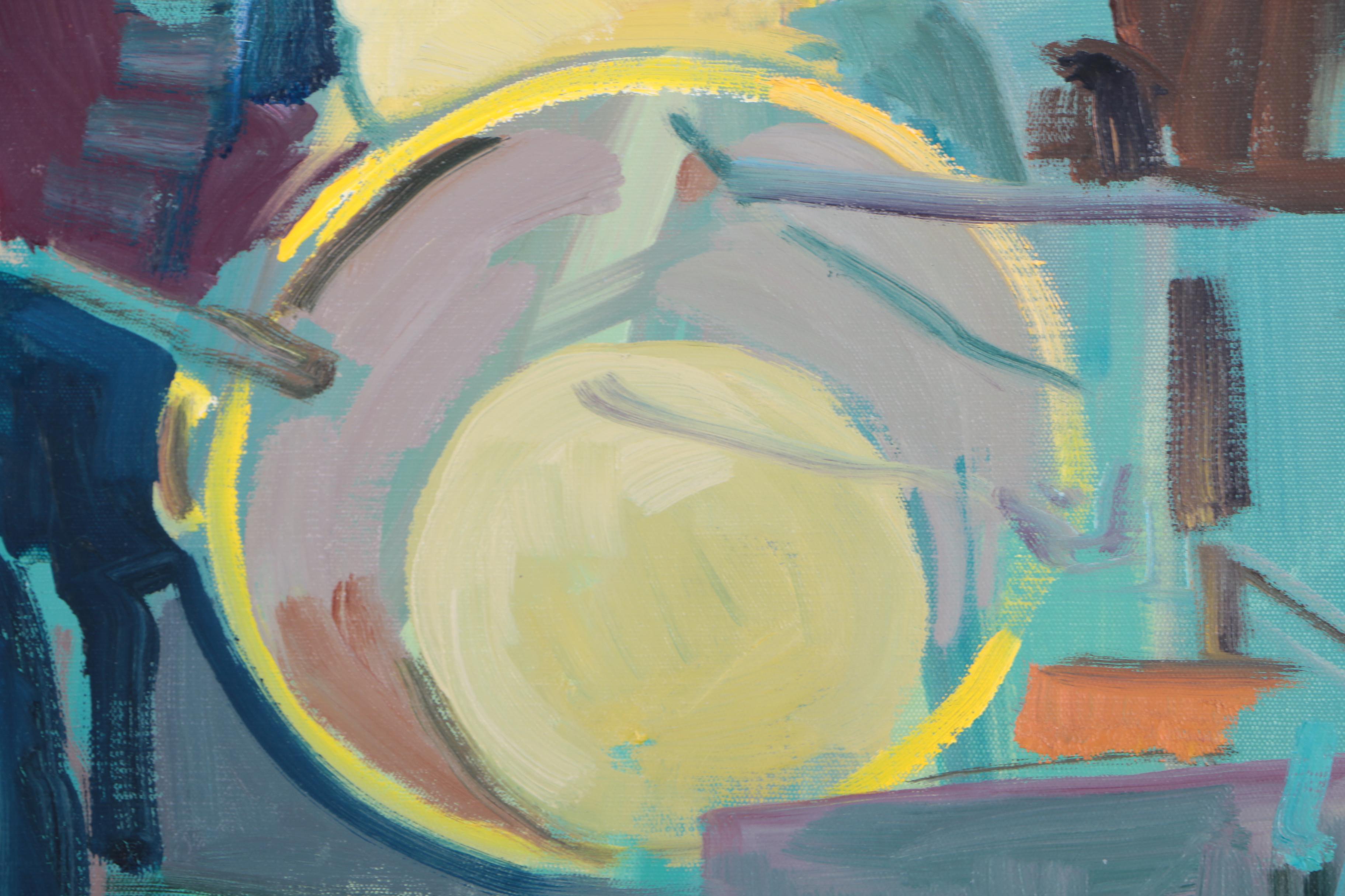 Larmi 1973 Oil Painting on Canvas of Workers in a Factory "H. Calderais"