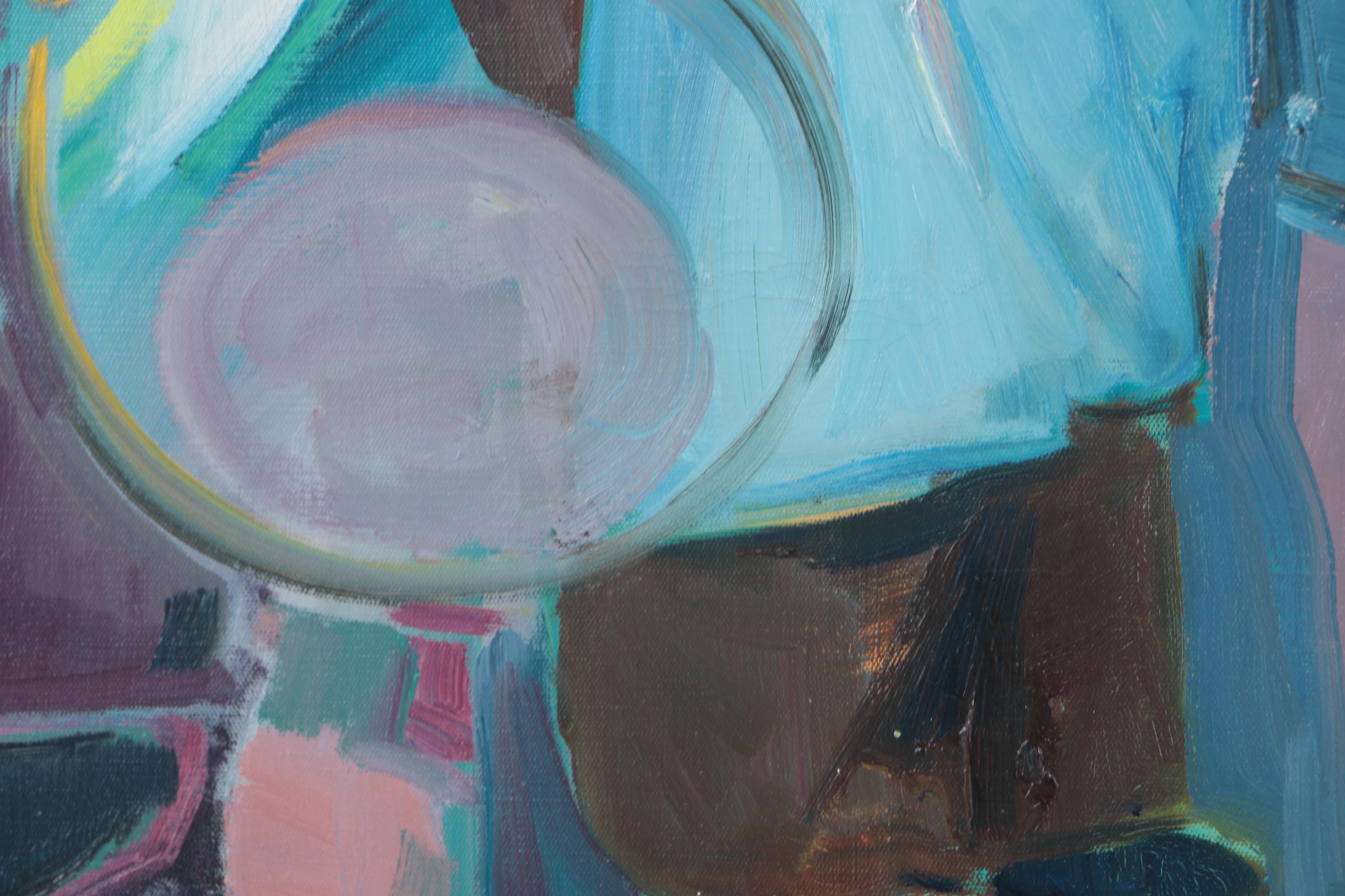 Larmi 1973 Oil Painting on Canvas of Workers in a Factory "H. Calderais"