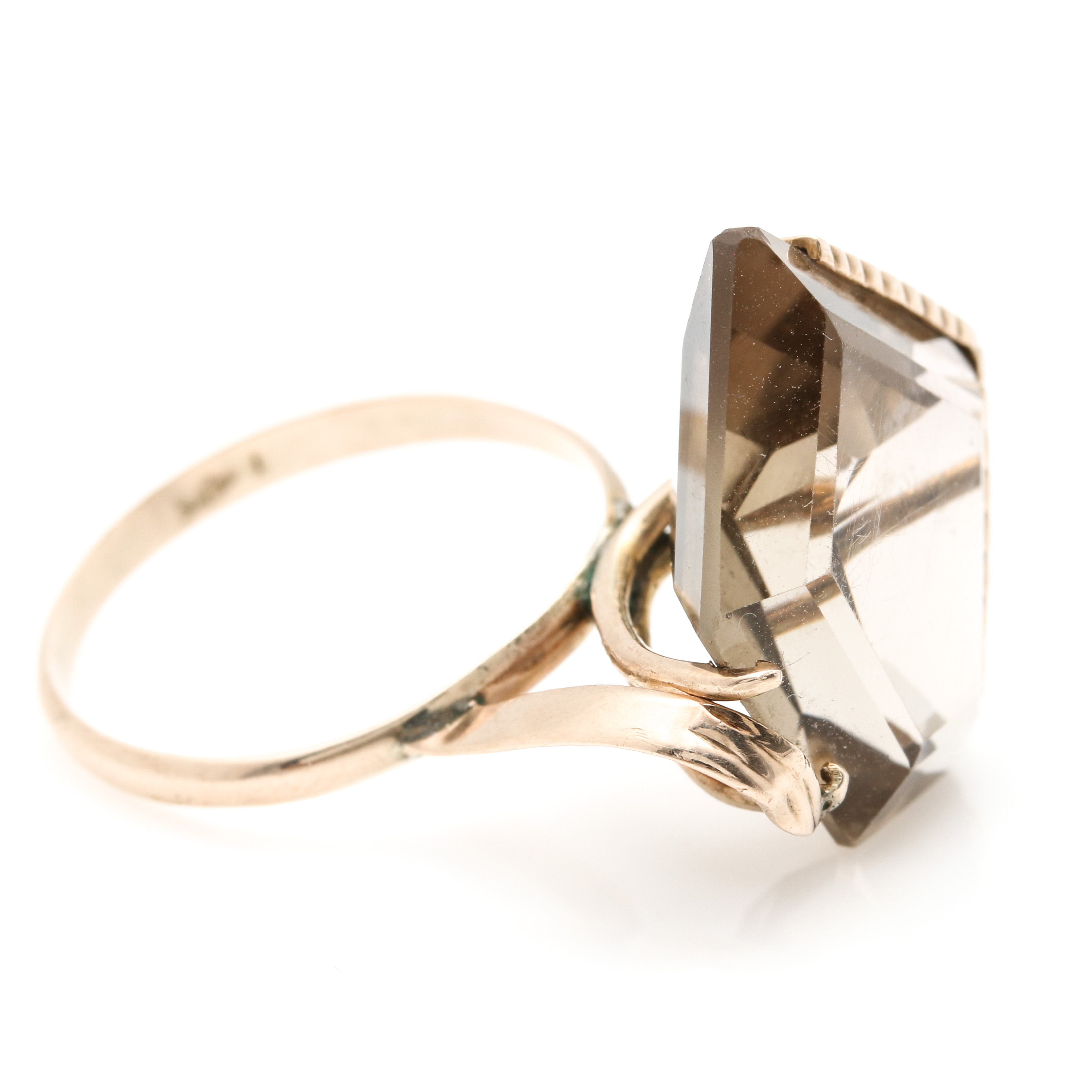 10K Yellow Gold Smoky Quartz Ring