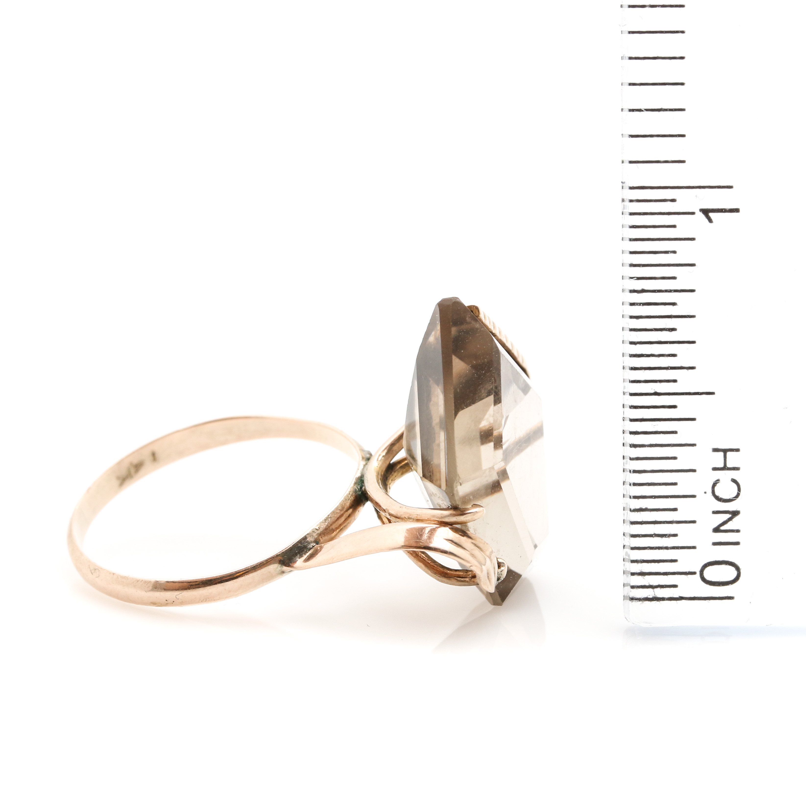 10K Yellow Gold Smoky Quartz Ring