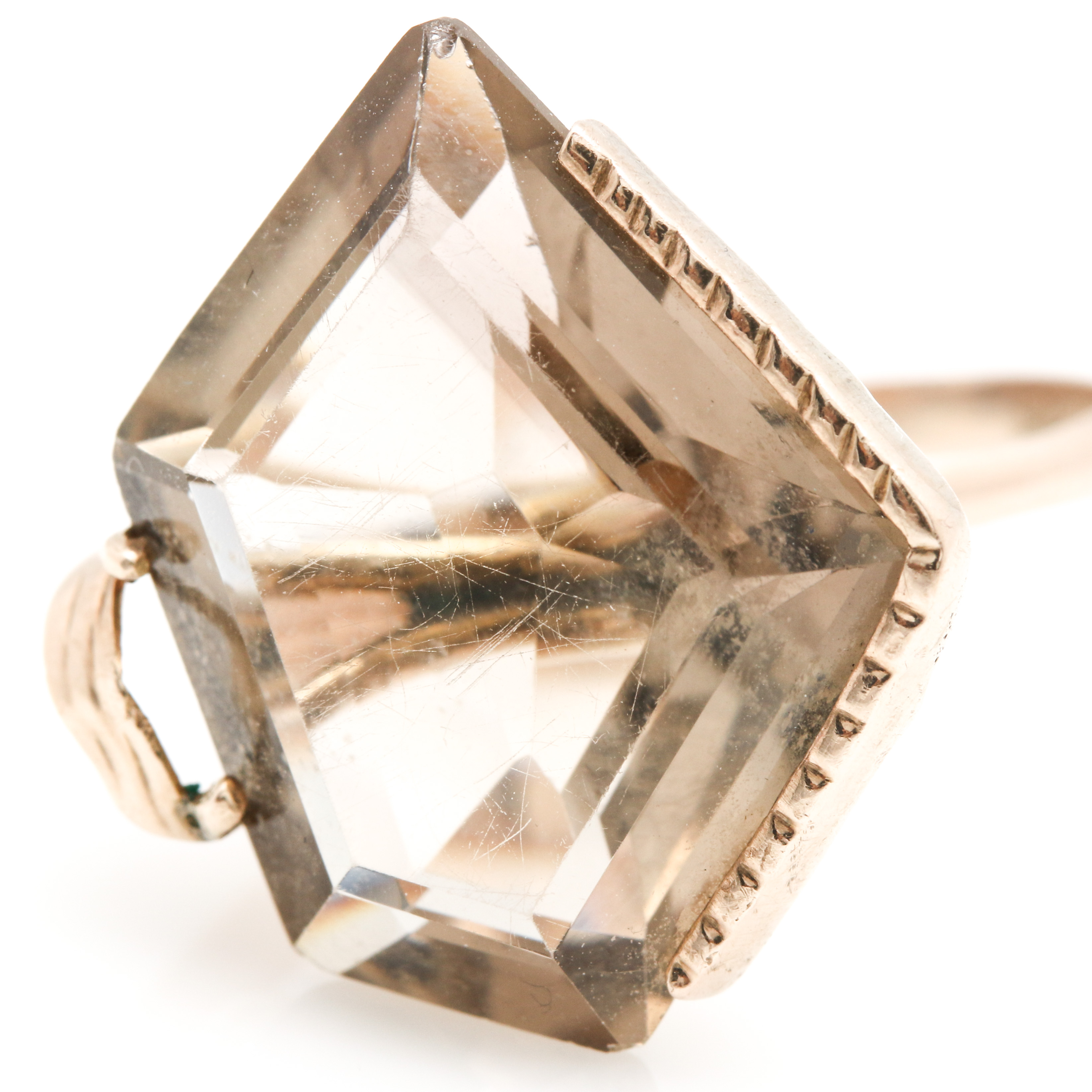 10K Yellow Gold Smoky Quartz Ring