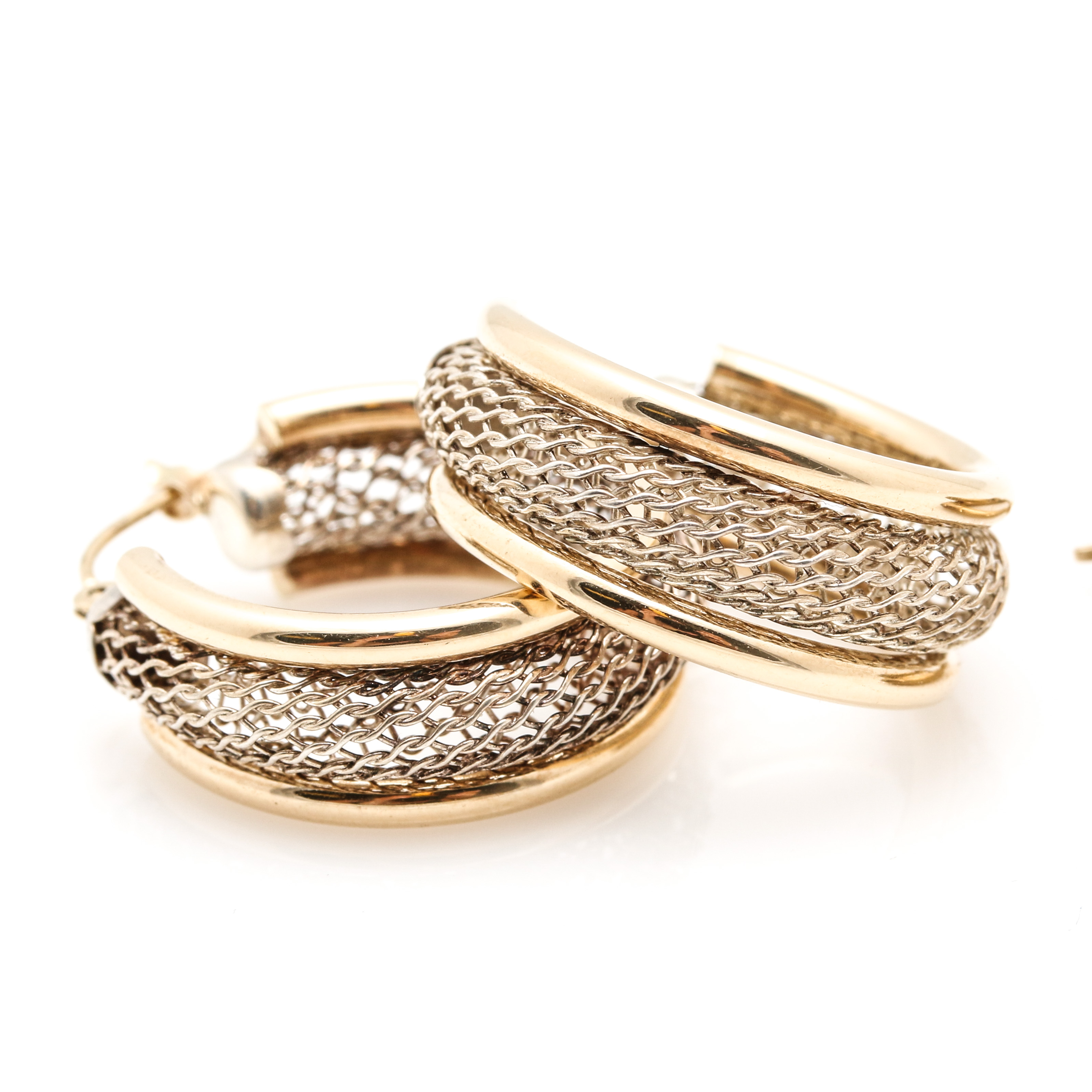 Selection of 14K Yellow Gold and Two Tone Hoop Earrings