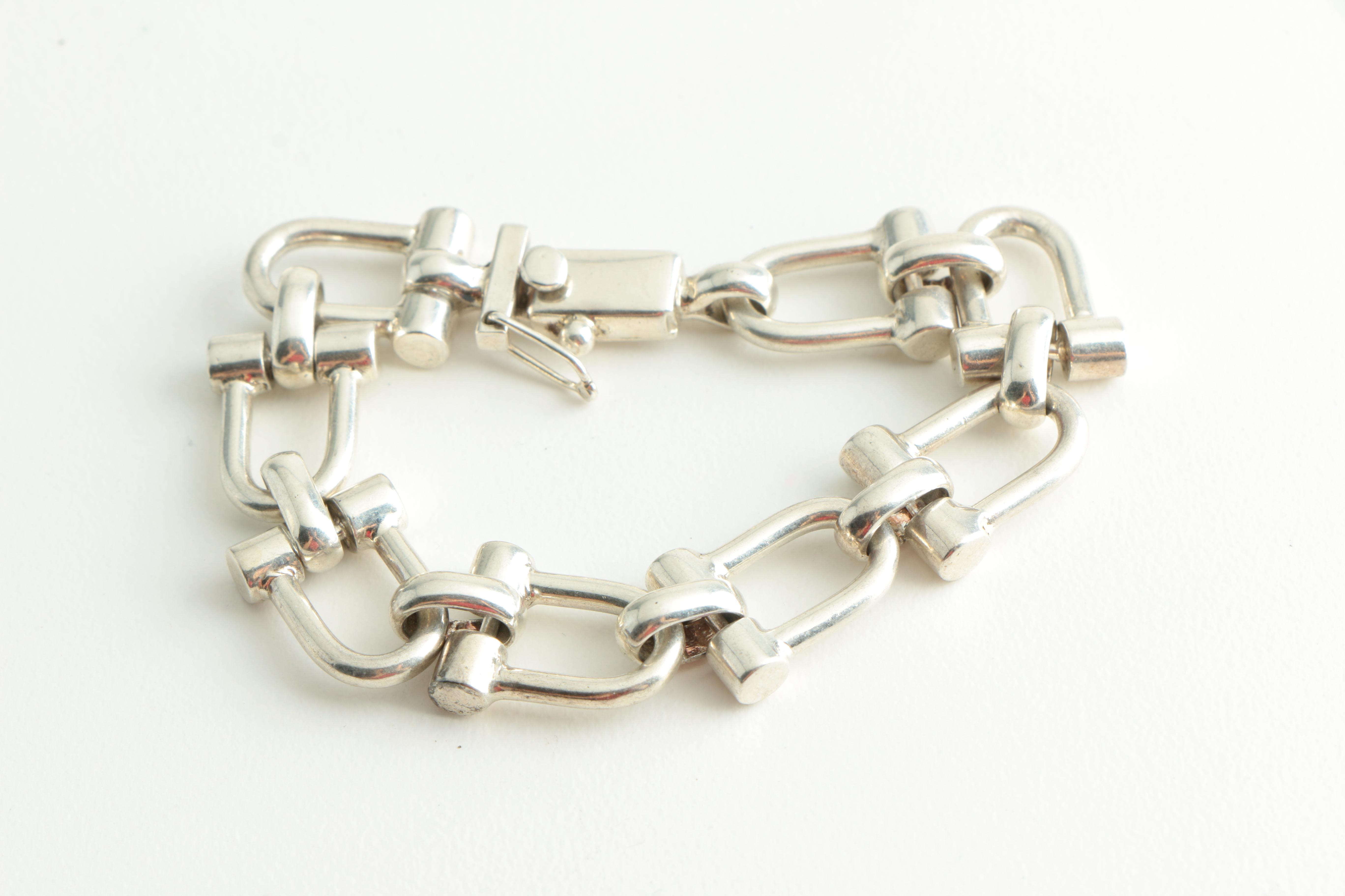 Sterling Silver Chain Bracelets and Necklace Including Taxco