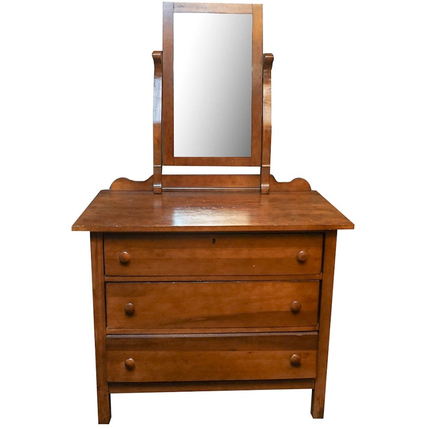 Vintage Walnut Chest of Drawers with Mirror