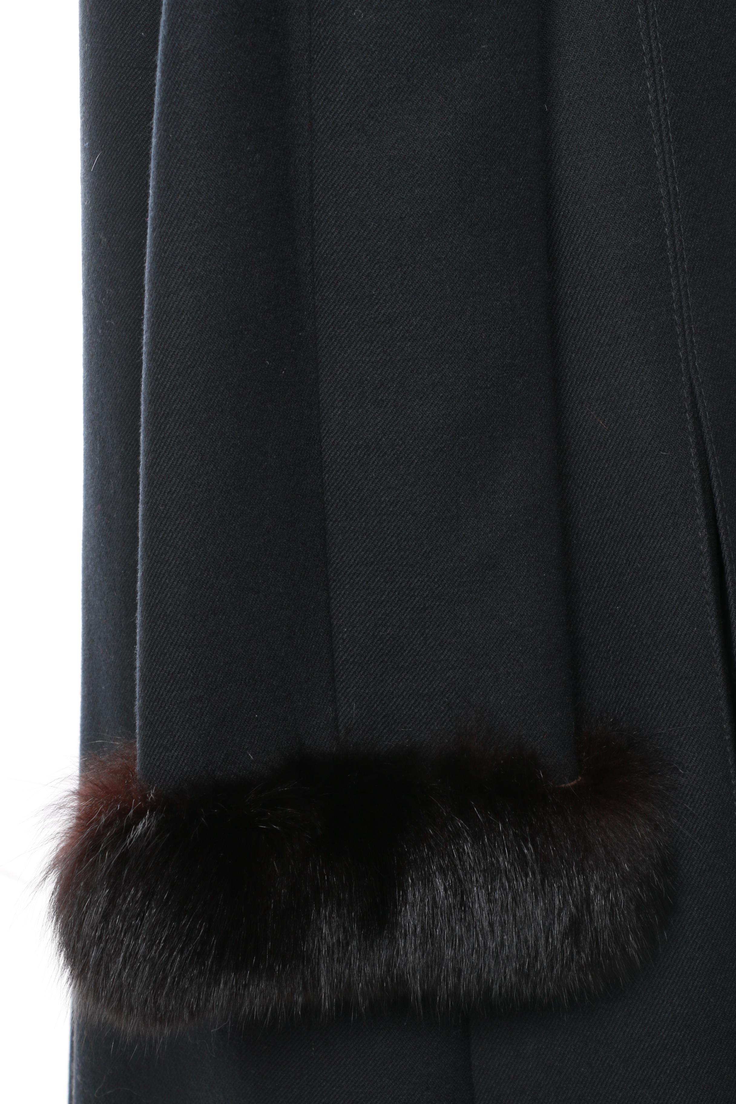 Baldin-Brussels Women's Wool Coat with Fox Fur Trim