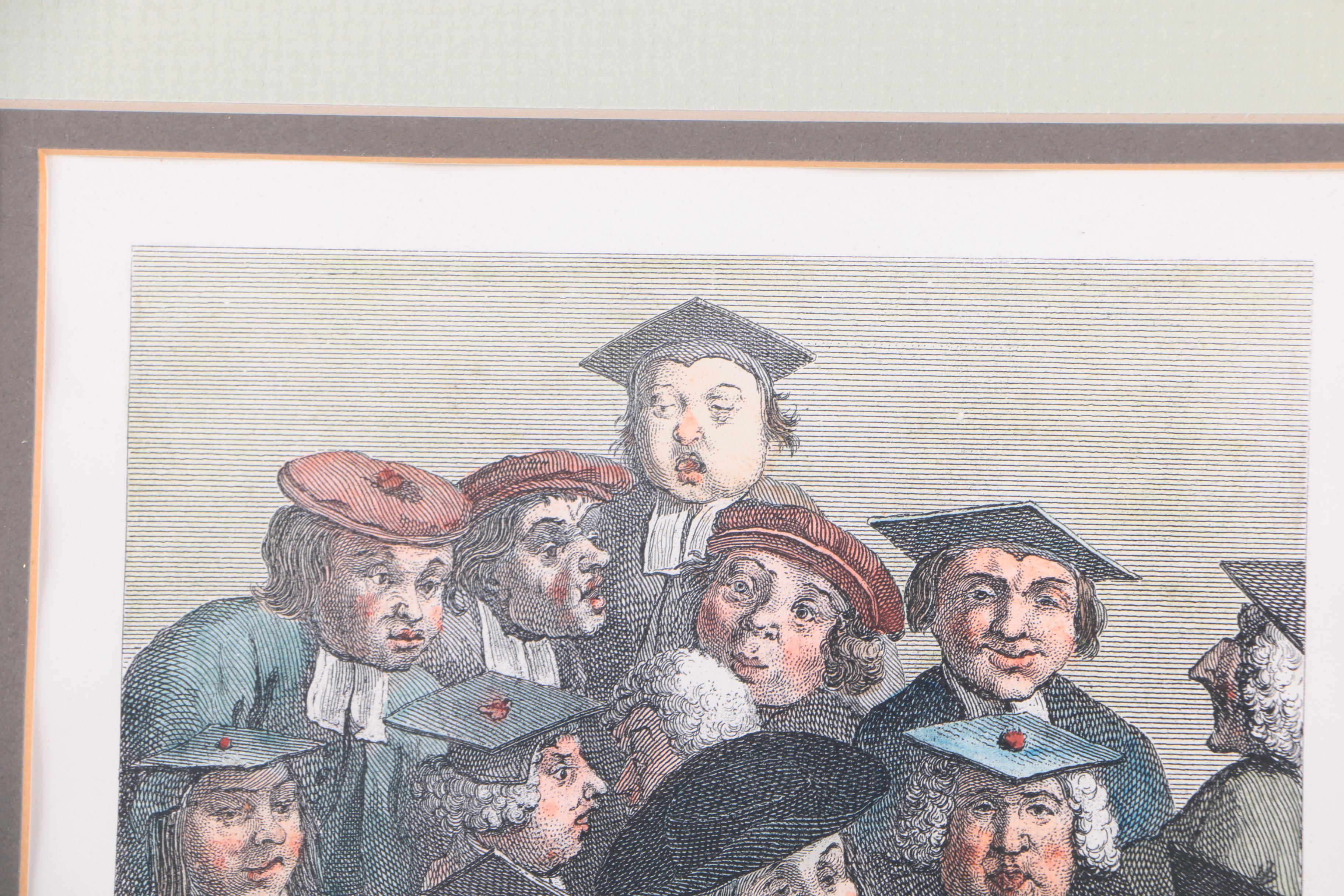 Two Hand-Colored Lithographs After William Hogarth
