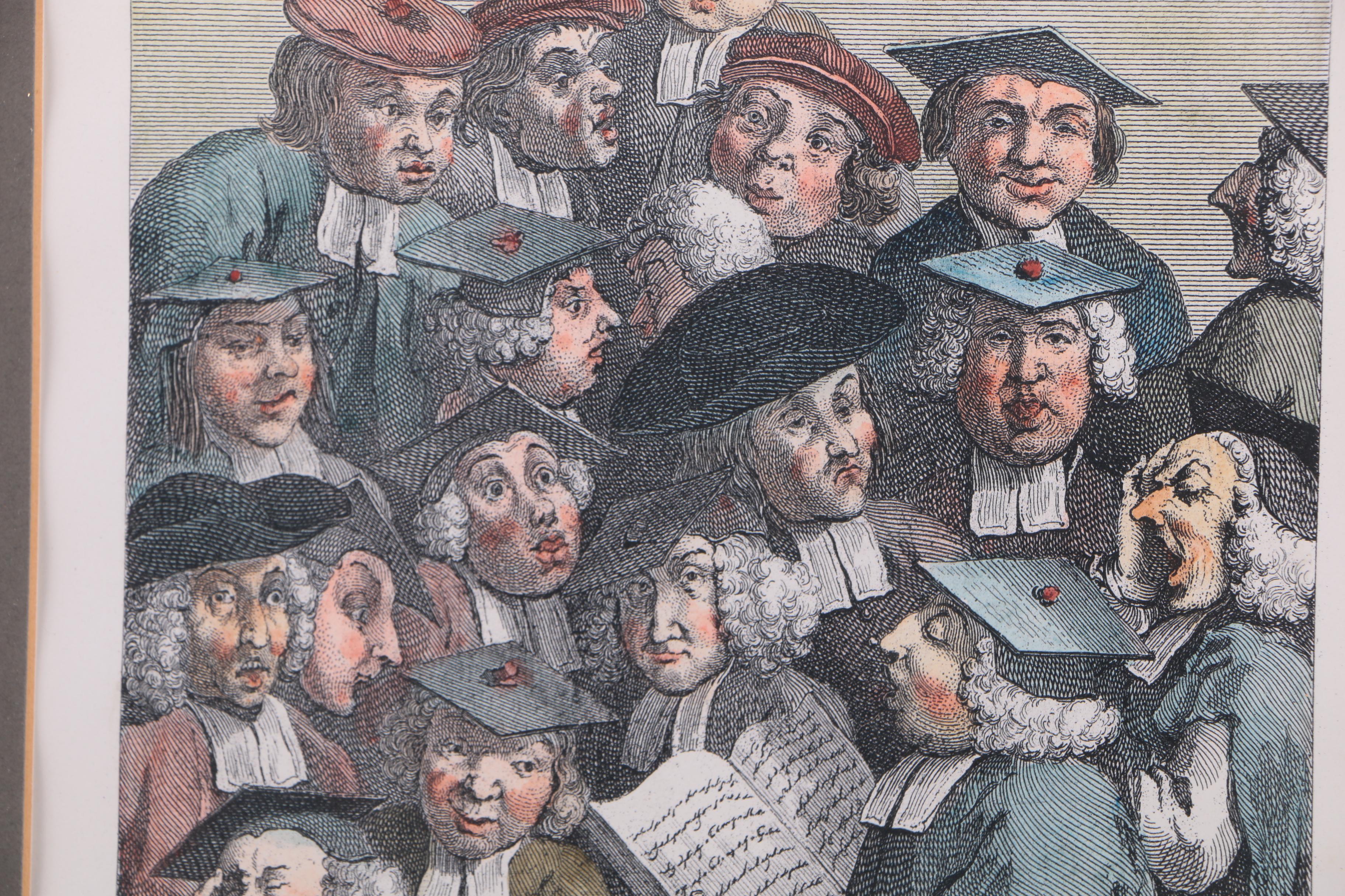 Two Hand-Colored Lithographs After William Hogarth