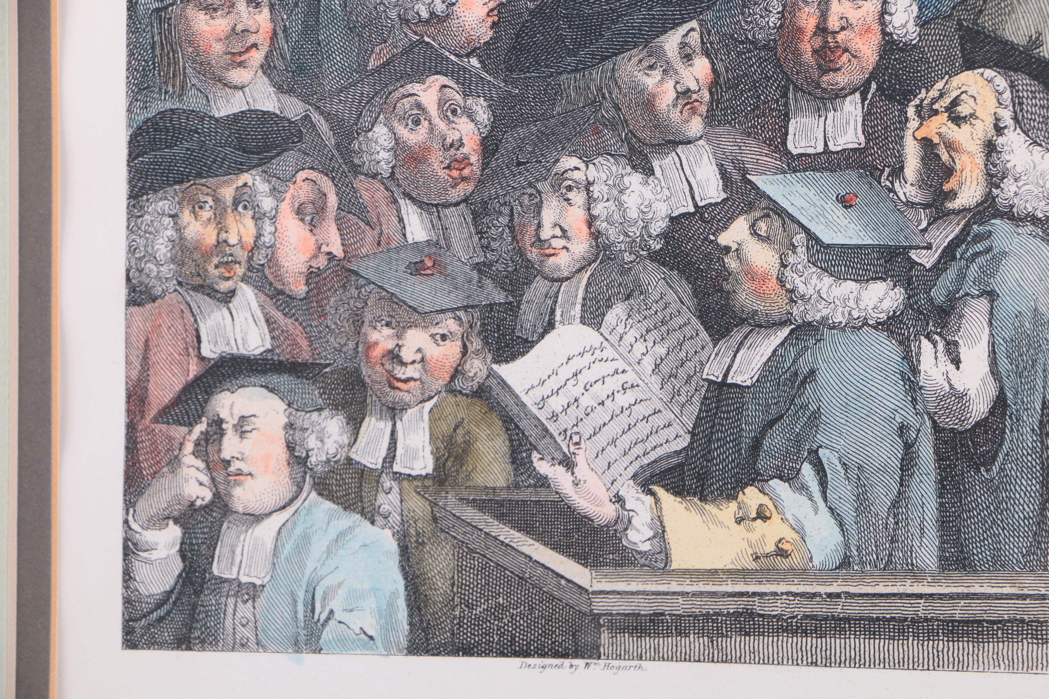 Two Hand-Colored Lithographs After William Hogarth