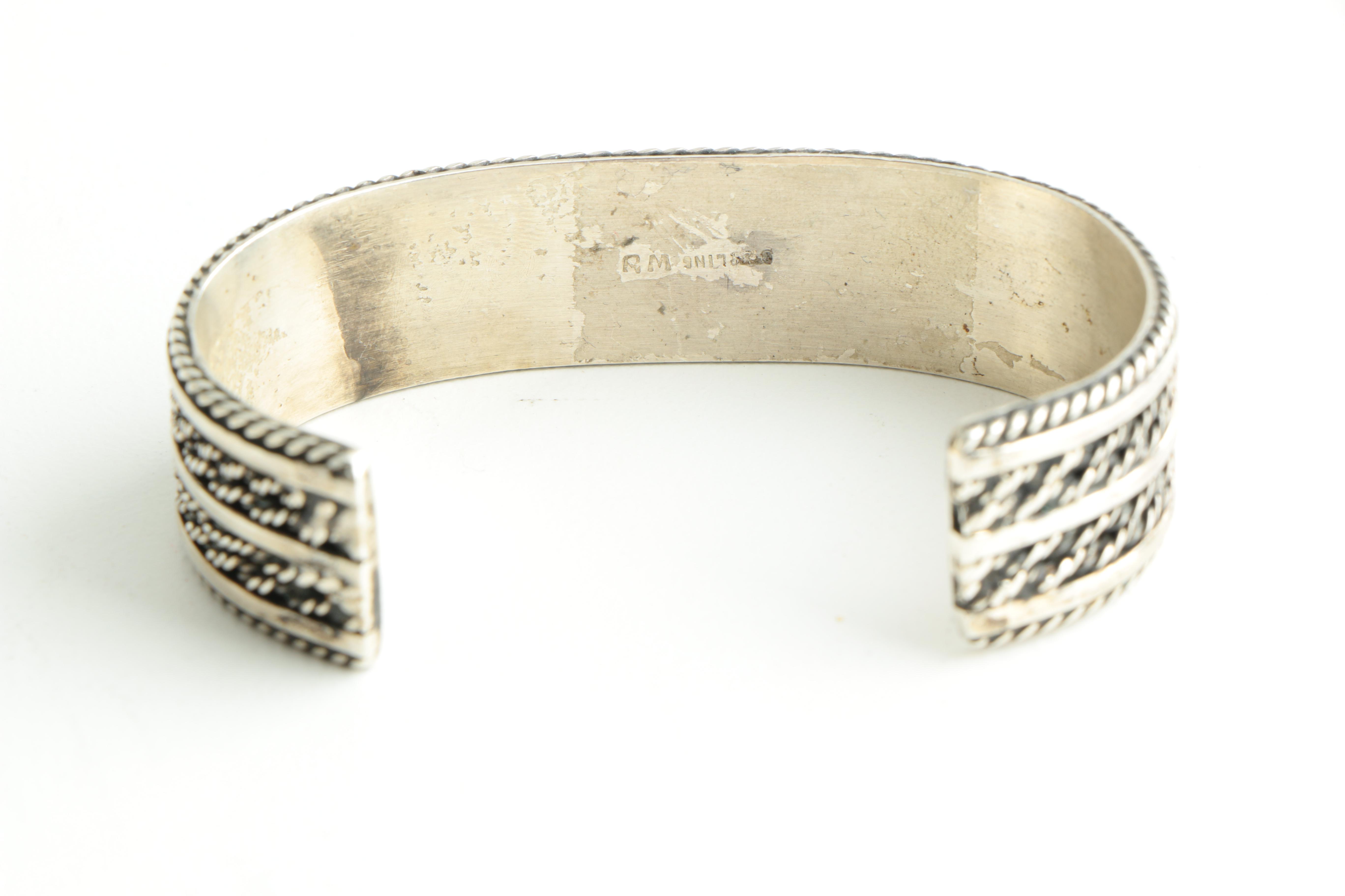 Sterling Silver Cuff Bracelet and Beaded Necklace
