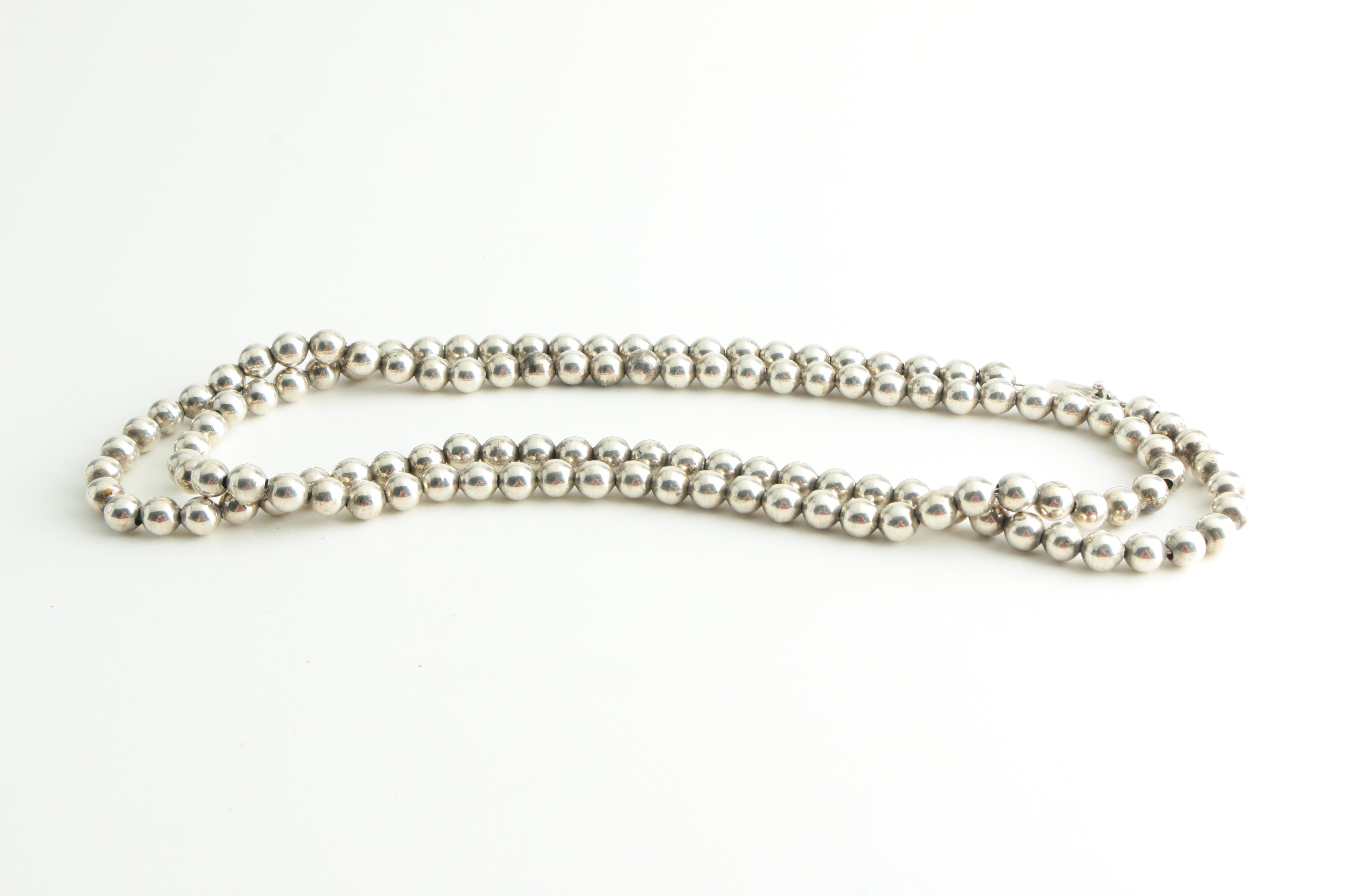 Sterling Silver Cuff Bracelet and Beaded Necklace