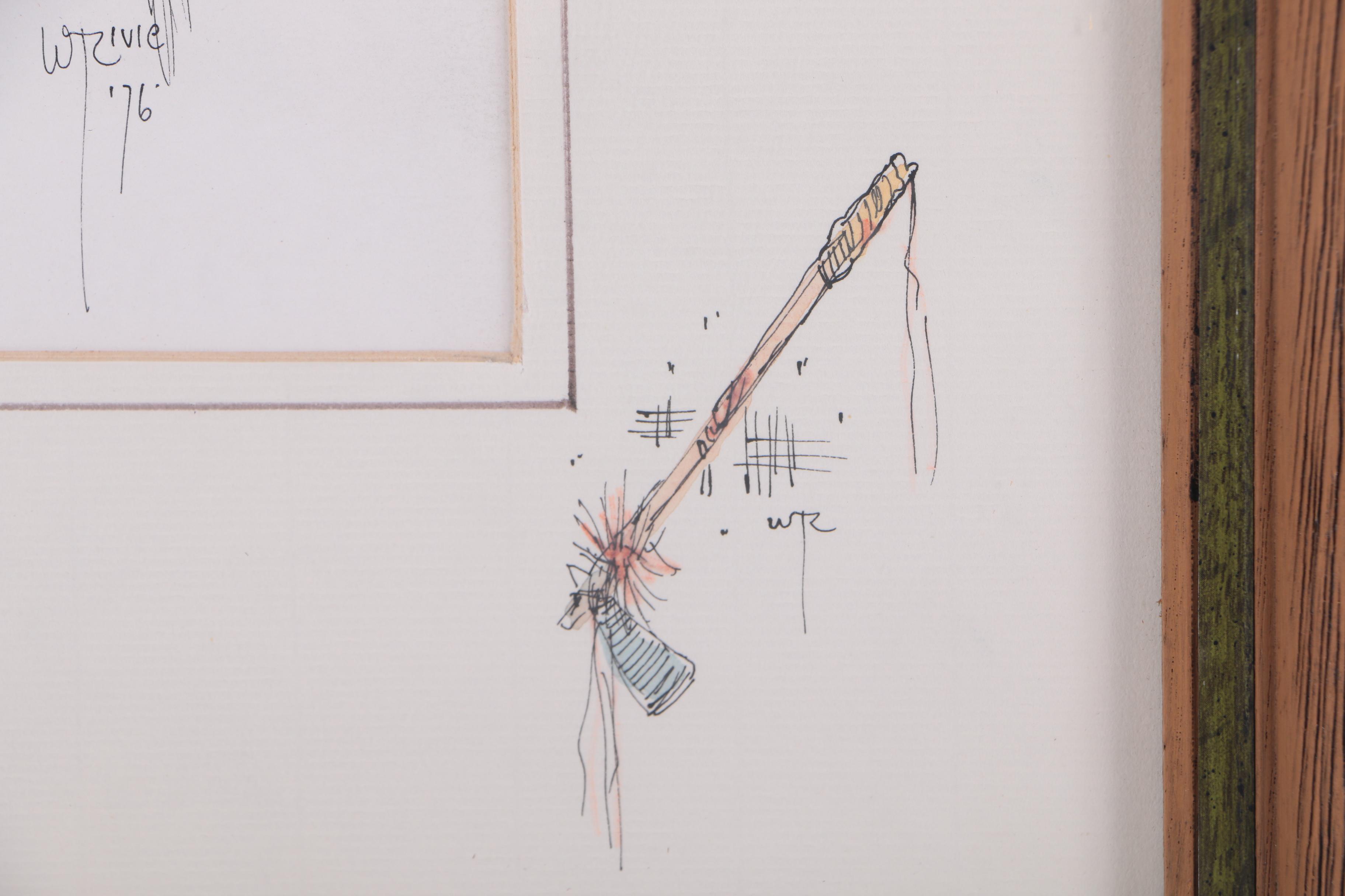 William Zivic Ink and Watercolor on Paper "Arapahoe" Native American Portrait