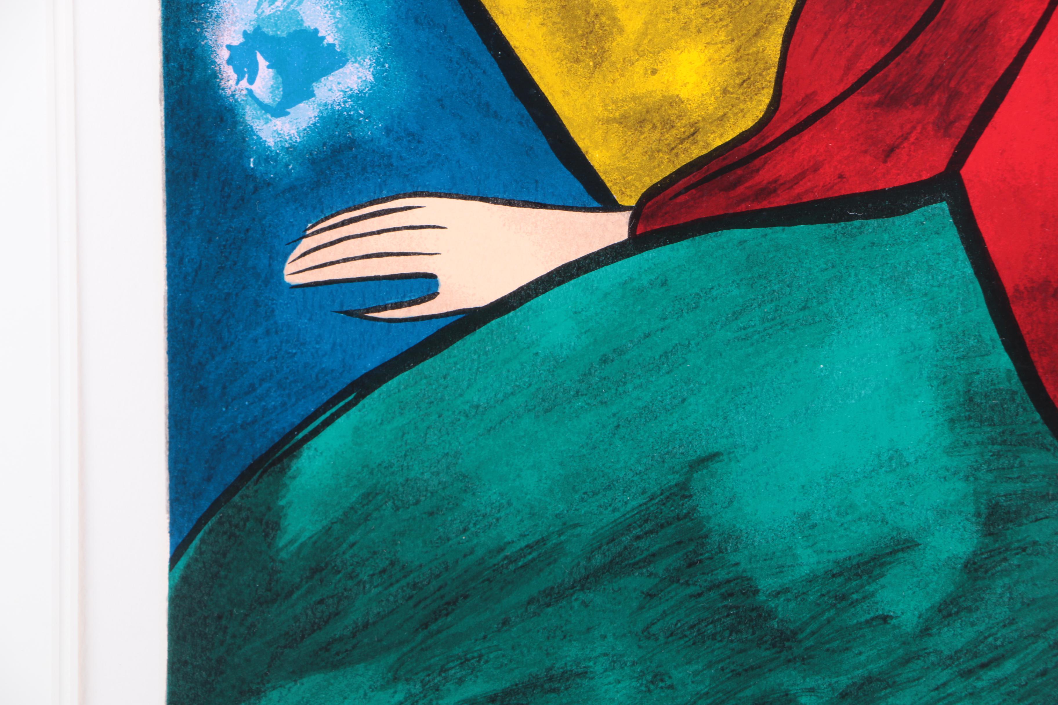 Linda Le Kinff Limited Edition Embellished Serigraph on Paper