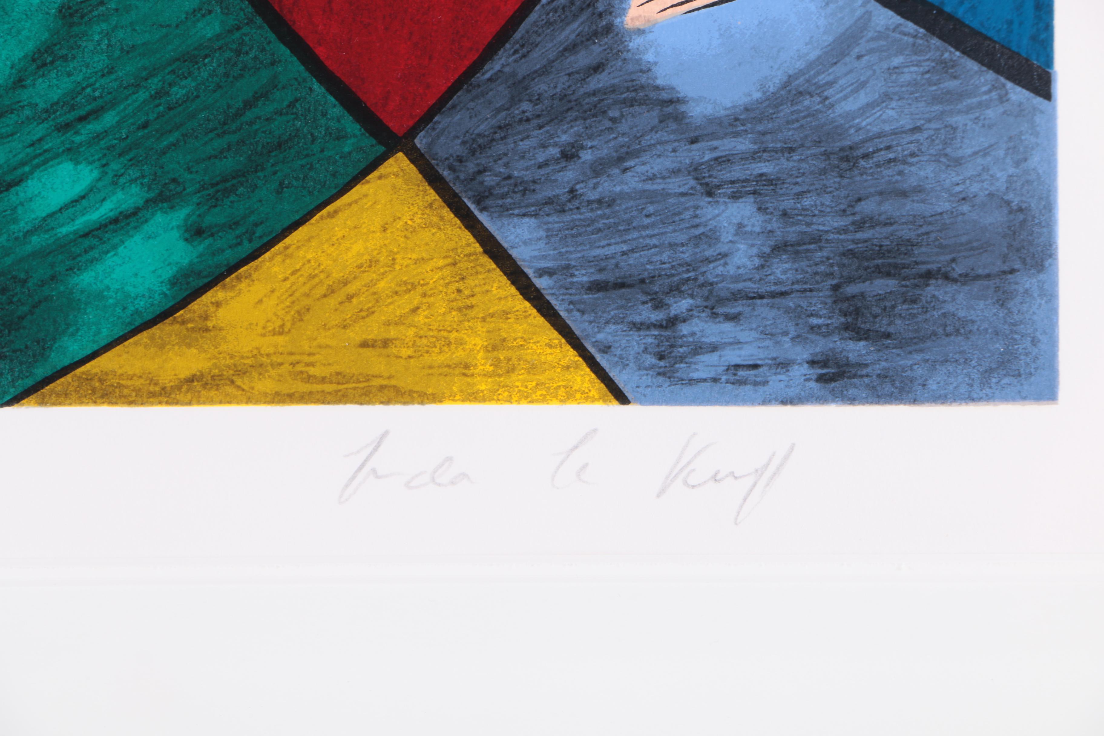 Linda Le Kinff Limited Edition Embellished Serigraph on Paper