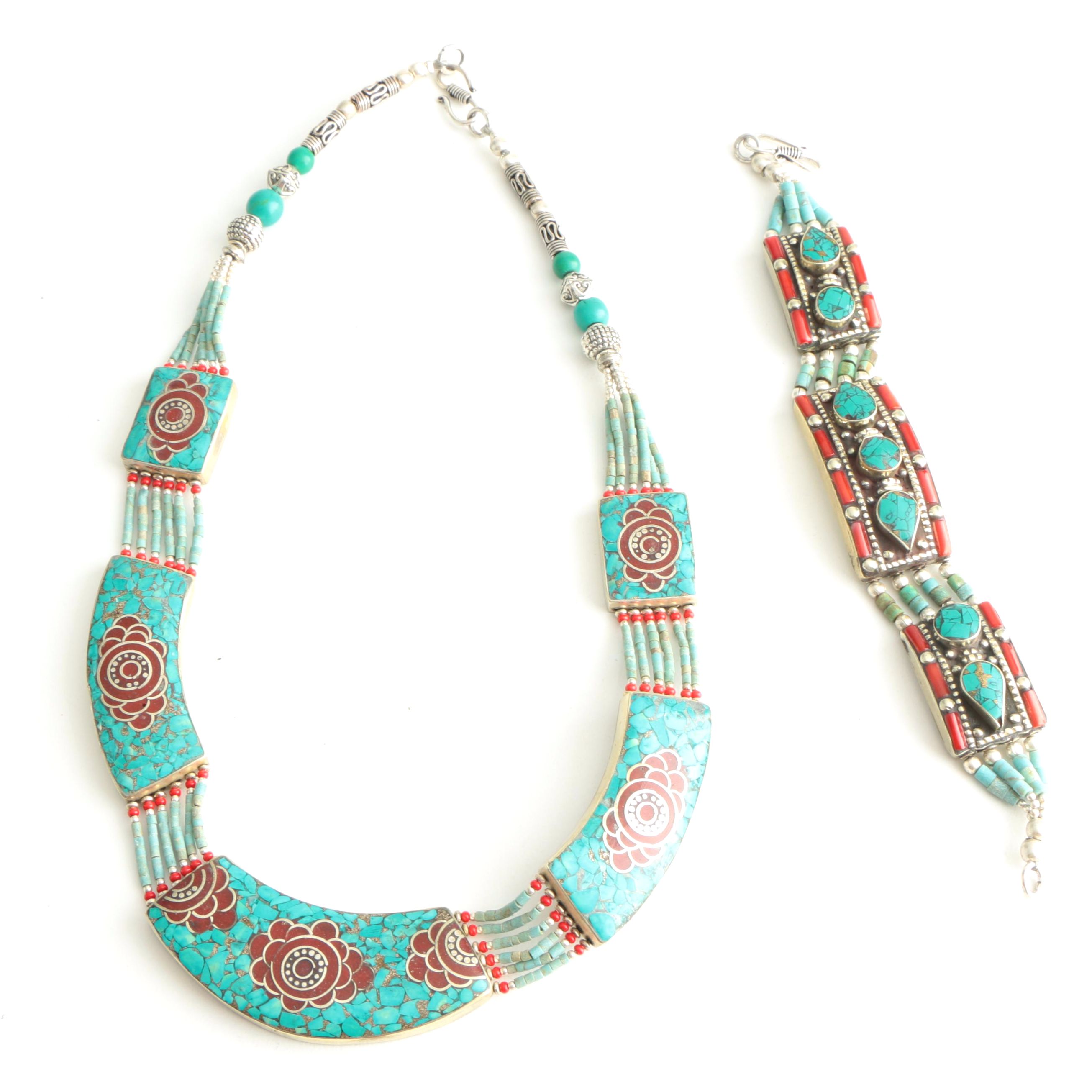 Sterling Silver Indonesian Necklace and Bracelet