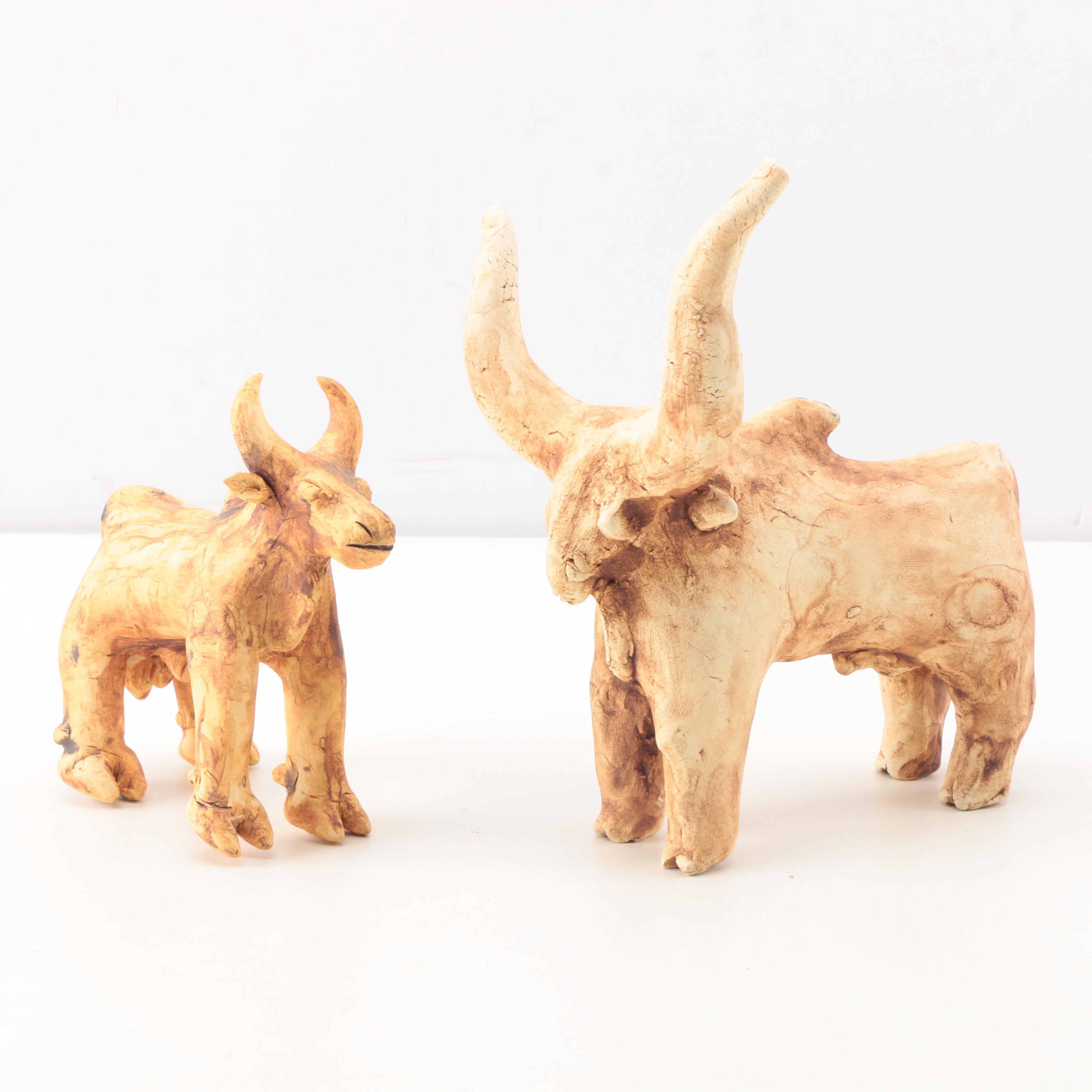 Latin American Style Bull and Cow Figurines