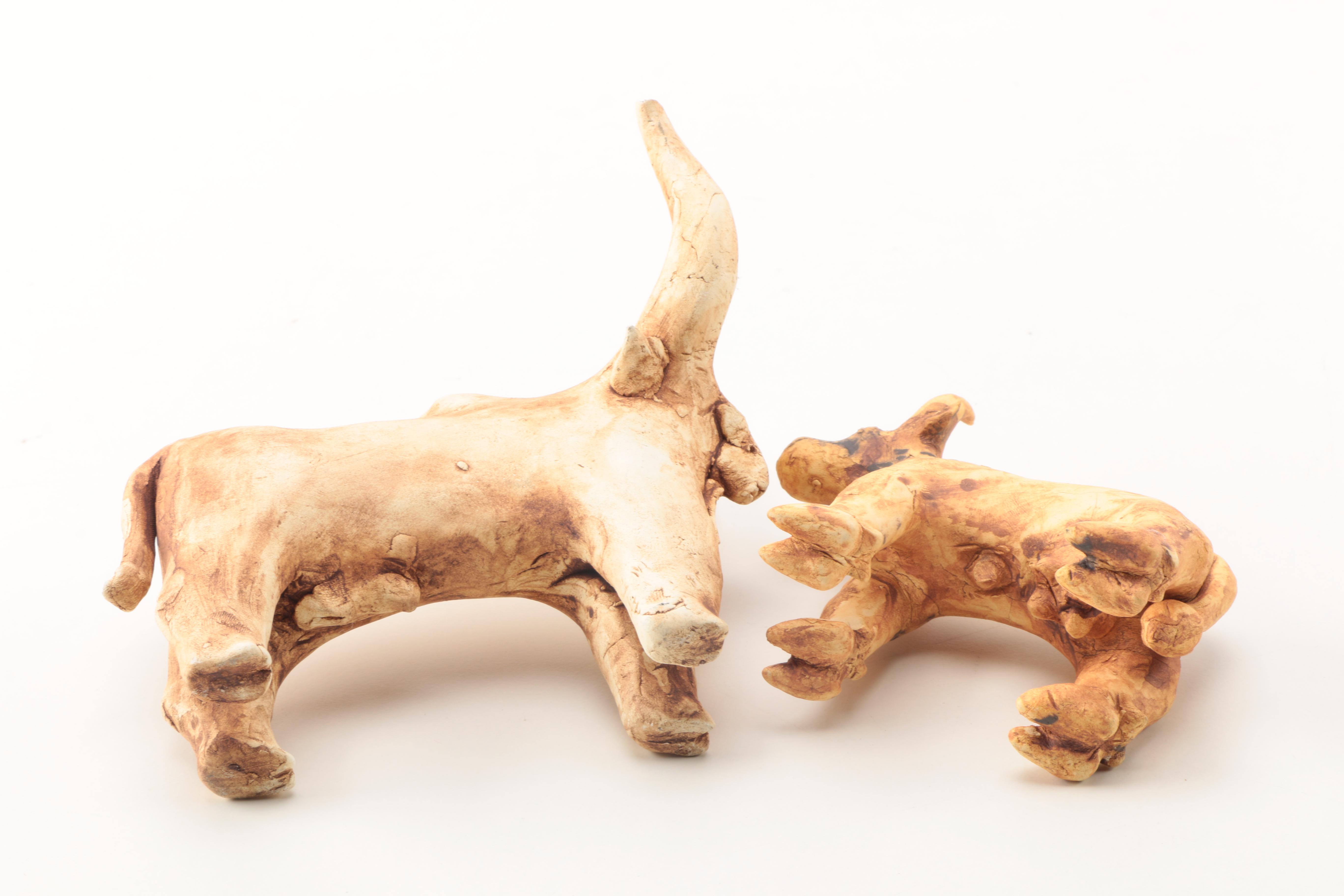 Latin American Style Bull and Cow Figurines