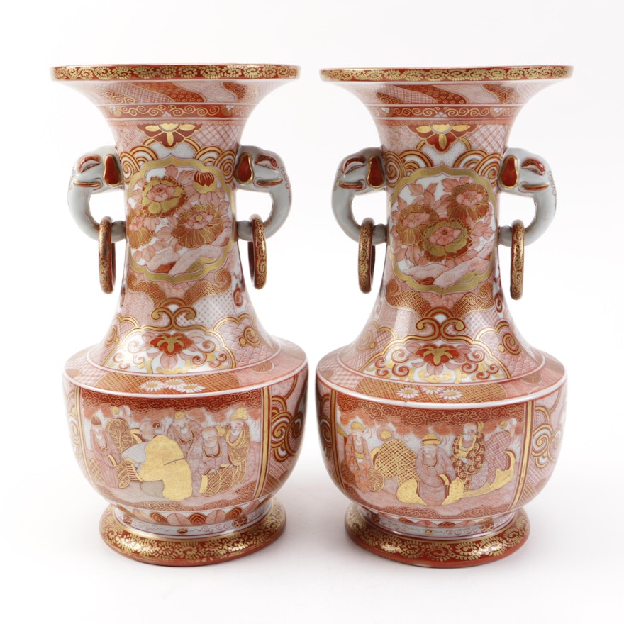 Pair of Fine Japanese Kutani Ware Vases