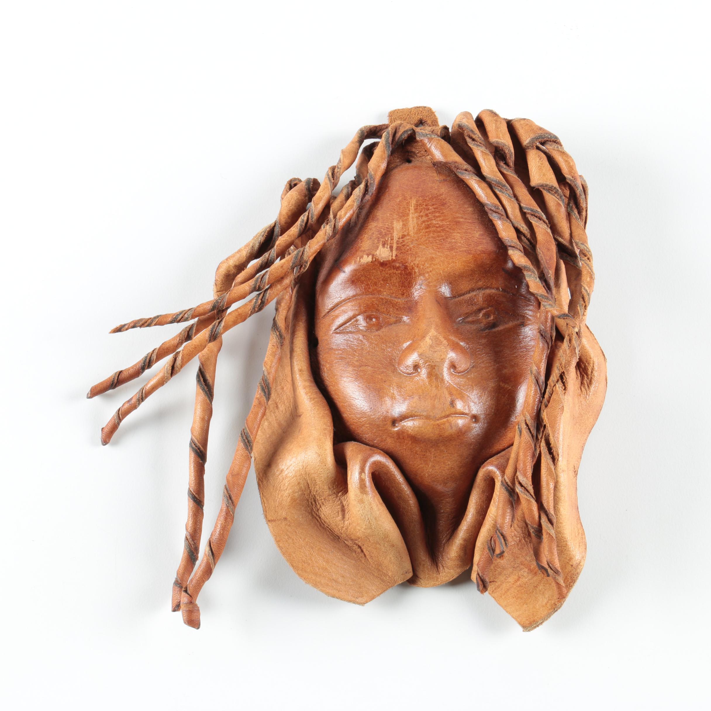 Leather Relief Sculpture of a Face