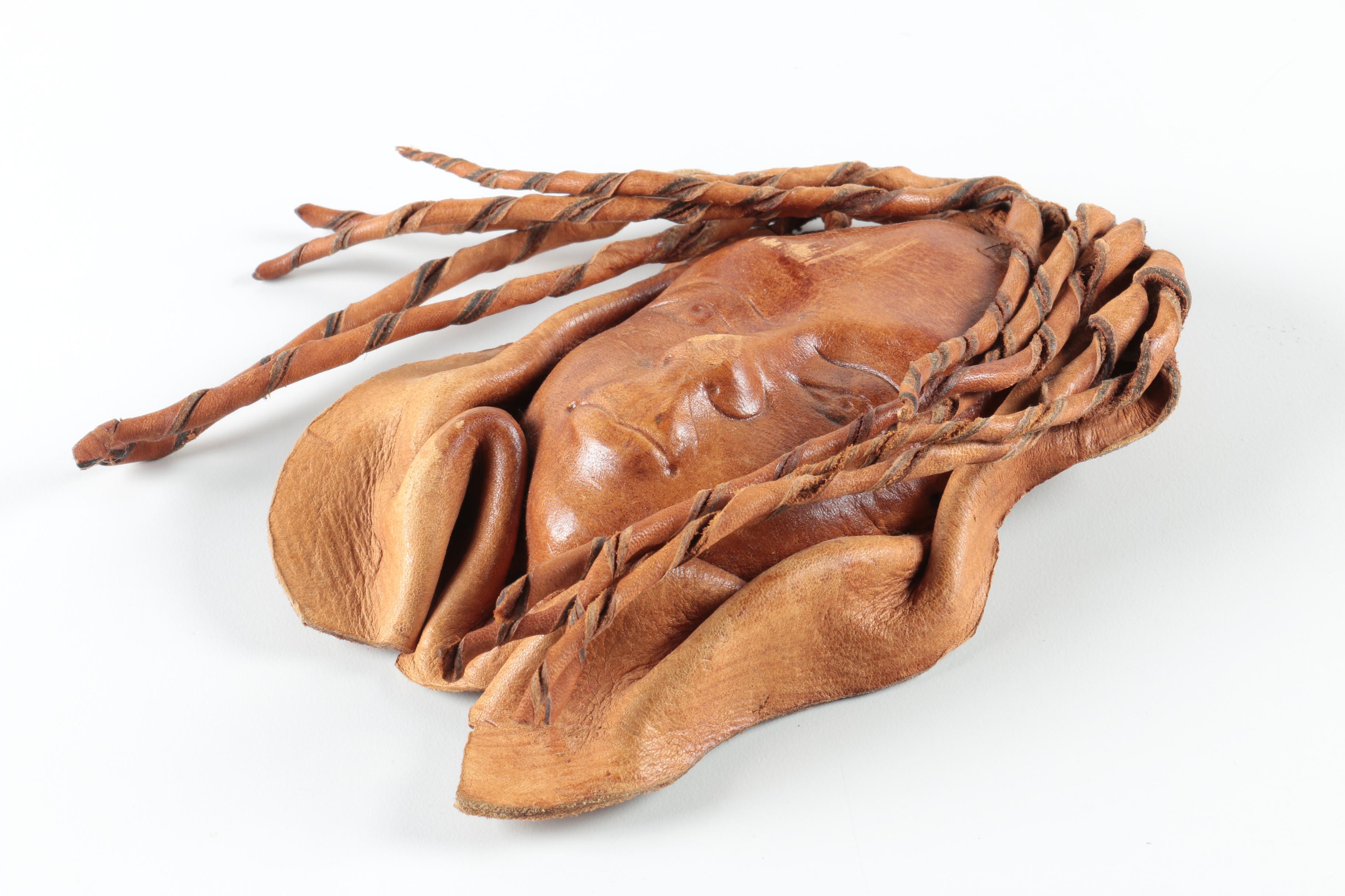 Leather Relief Sculpture of a Face