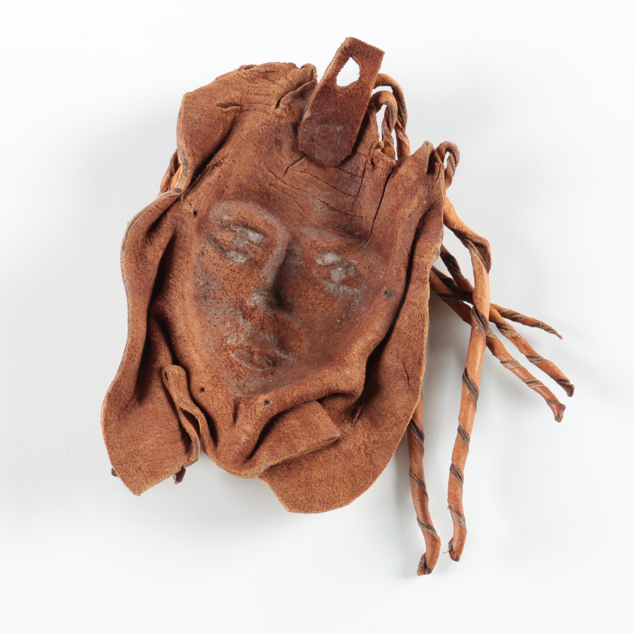 Leather Relief Sculpture of a Face
