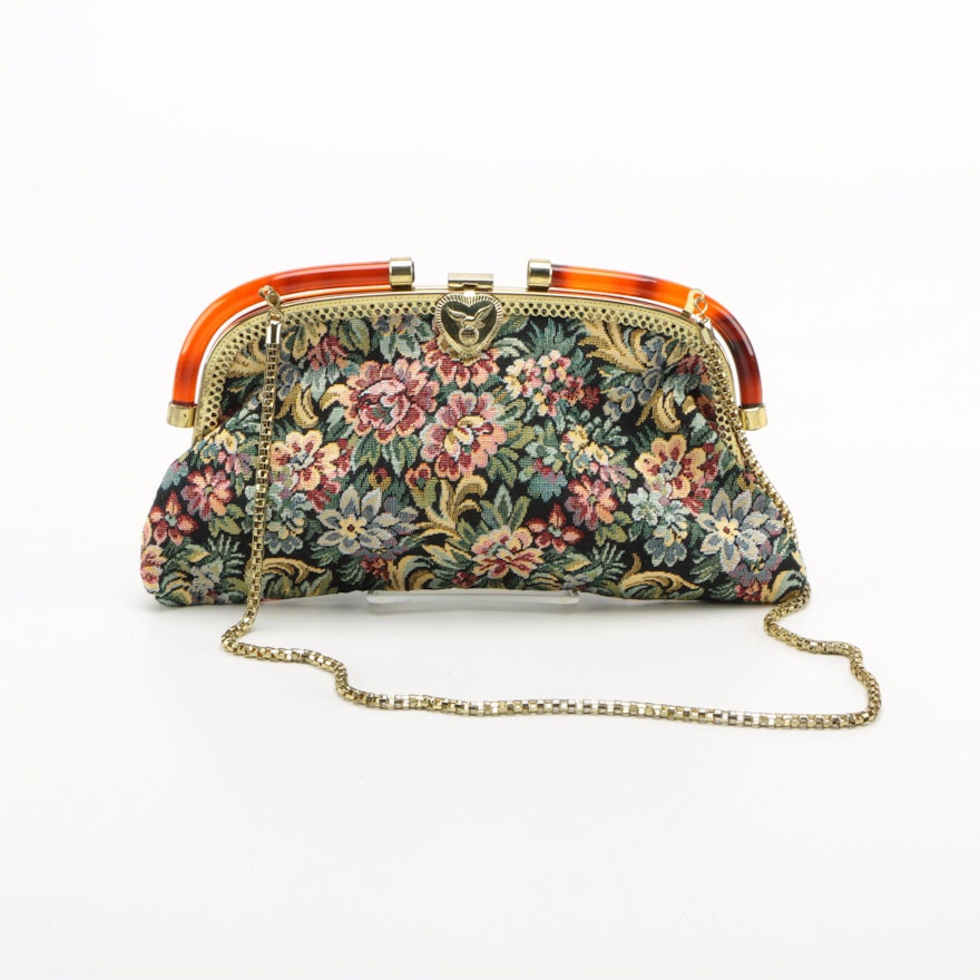 Vintage Floral Needlepoint Clutch