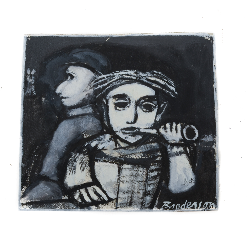 Robert Broderson Mixed Media Painting of Two Figures