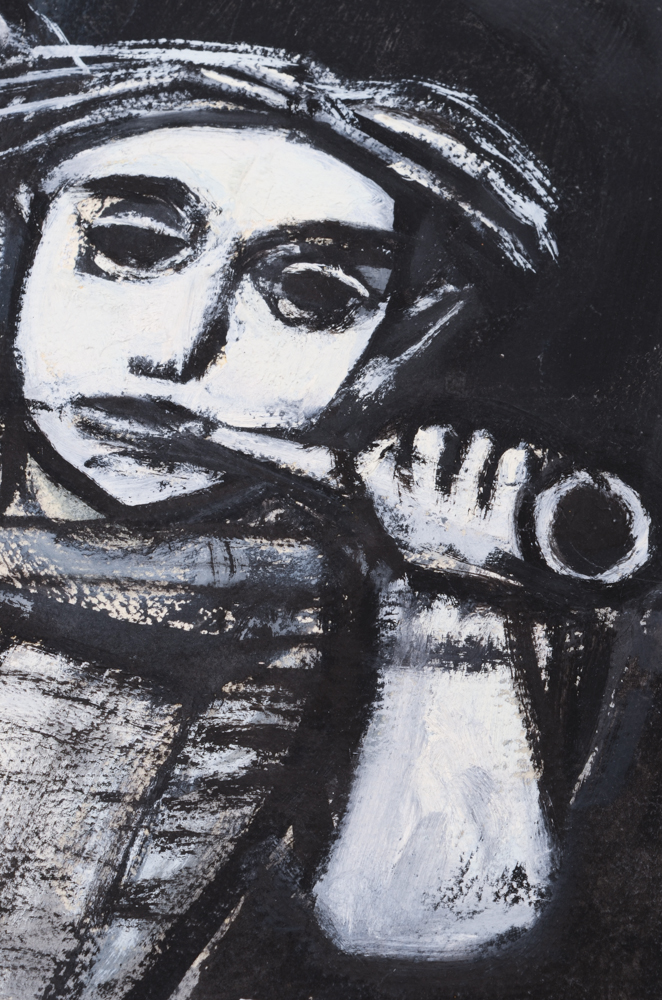 Robert Broderson Mixed Media Painting of Two Figures