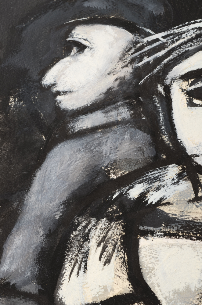 Robert Broderson Mixed Media Painting of Two Figures