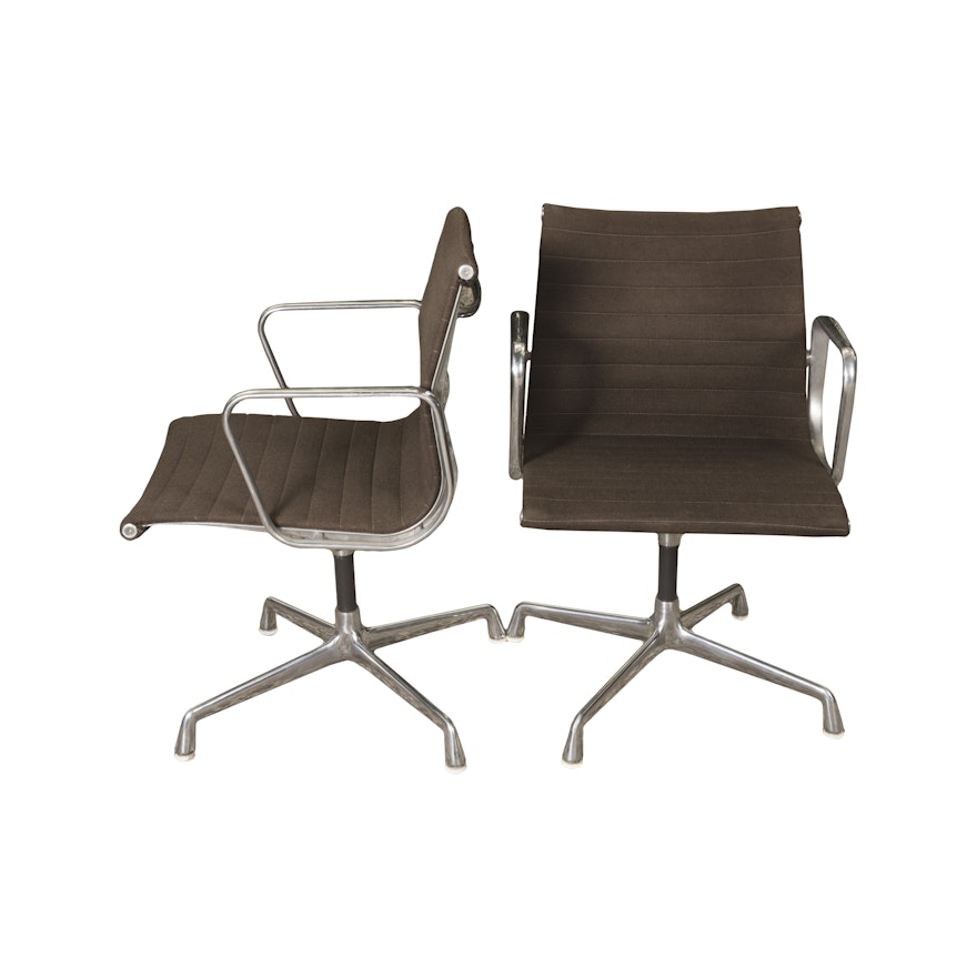 Pair Herman Miller Brown Hopsack Chairs