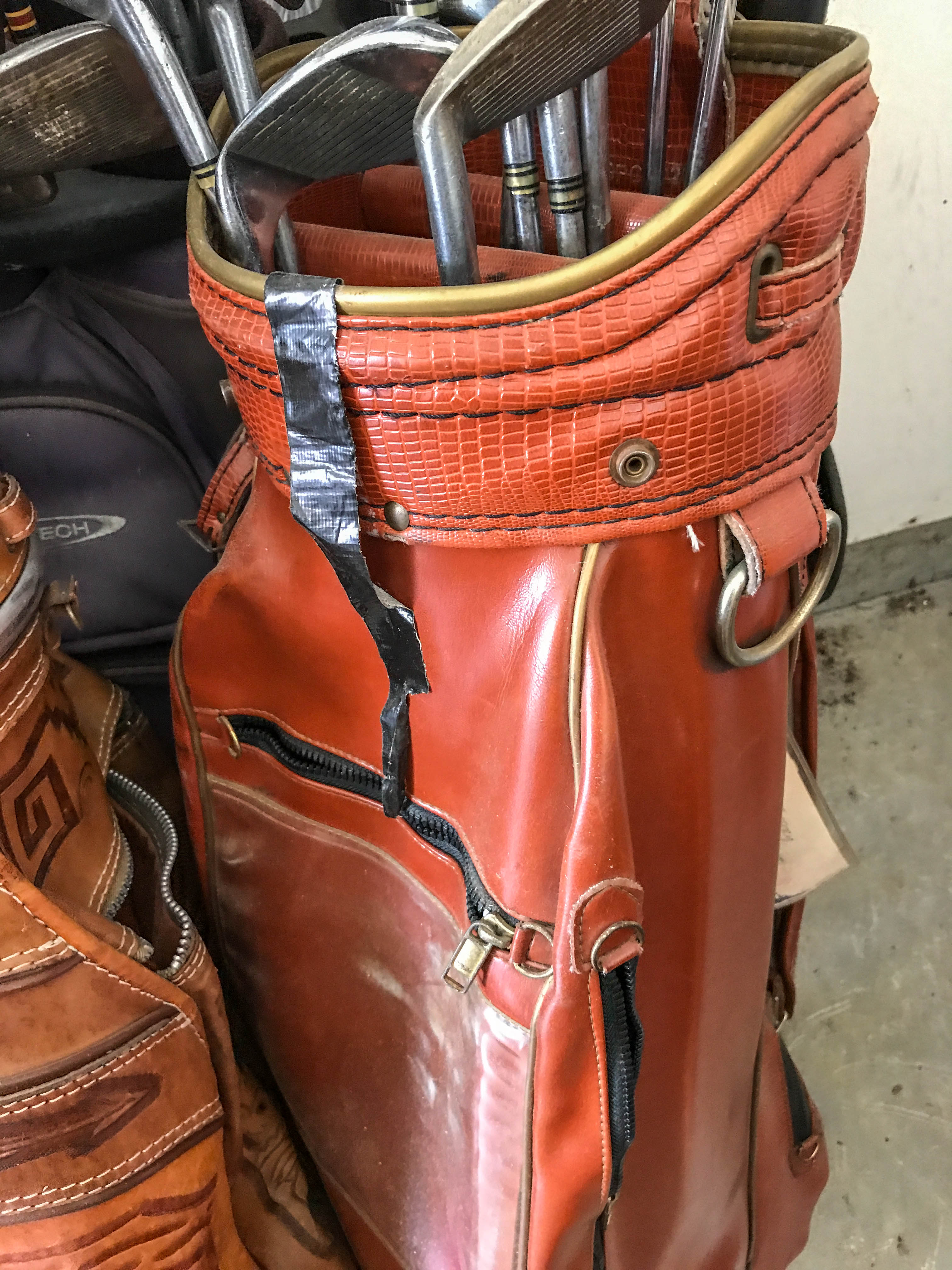 Five Golf Bags With Assorted Club Sets