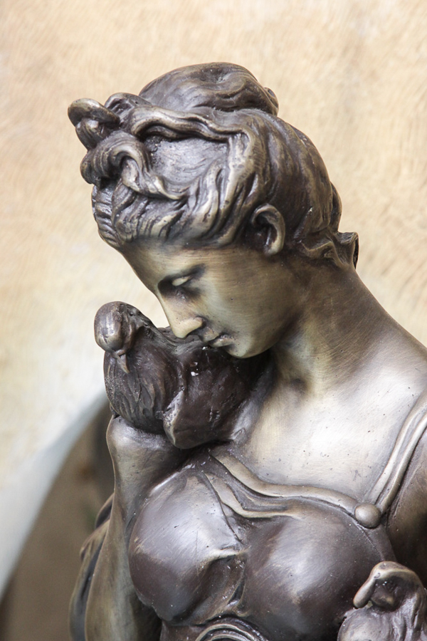 Bronze Sculpture After E. Tassel "Beauty with Birds"