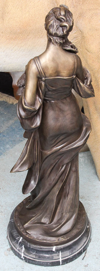 Bronze Sculpture After E. Tassel "Beauty with Birds"